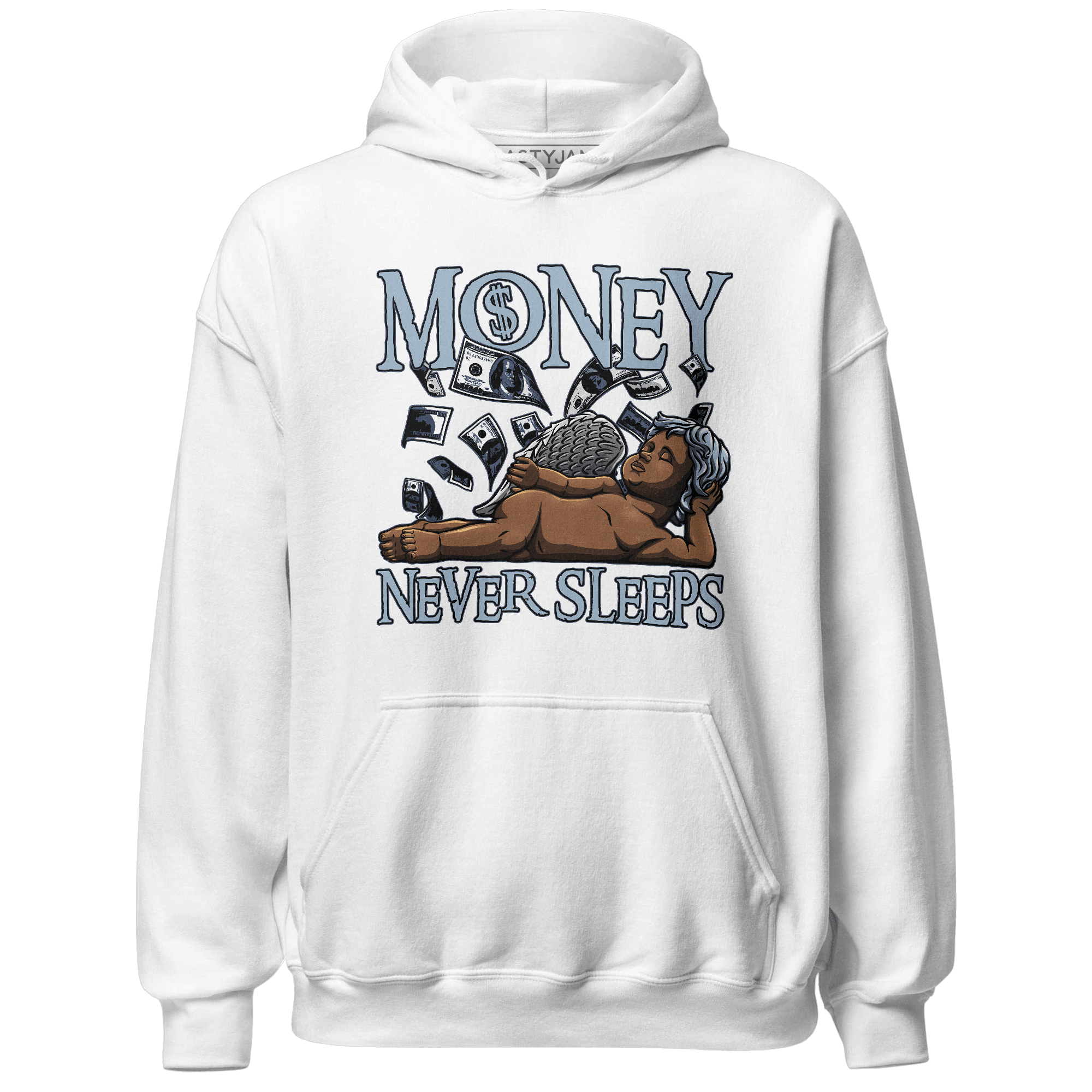 Mid Diffused Blue Grey 1s Hoodie Match Money Never Sleeps - NastyJamz