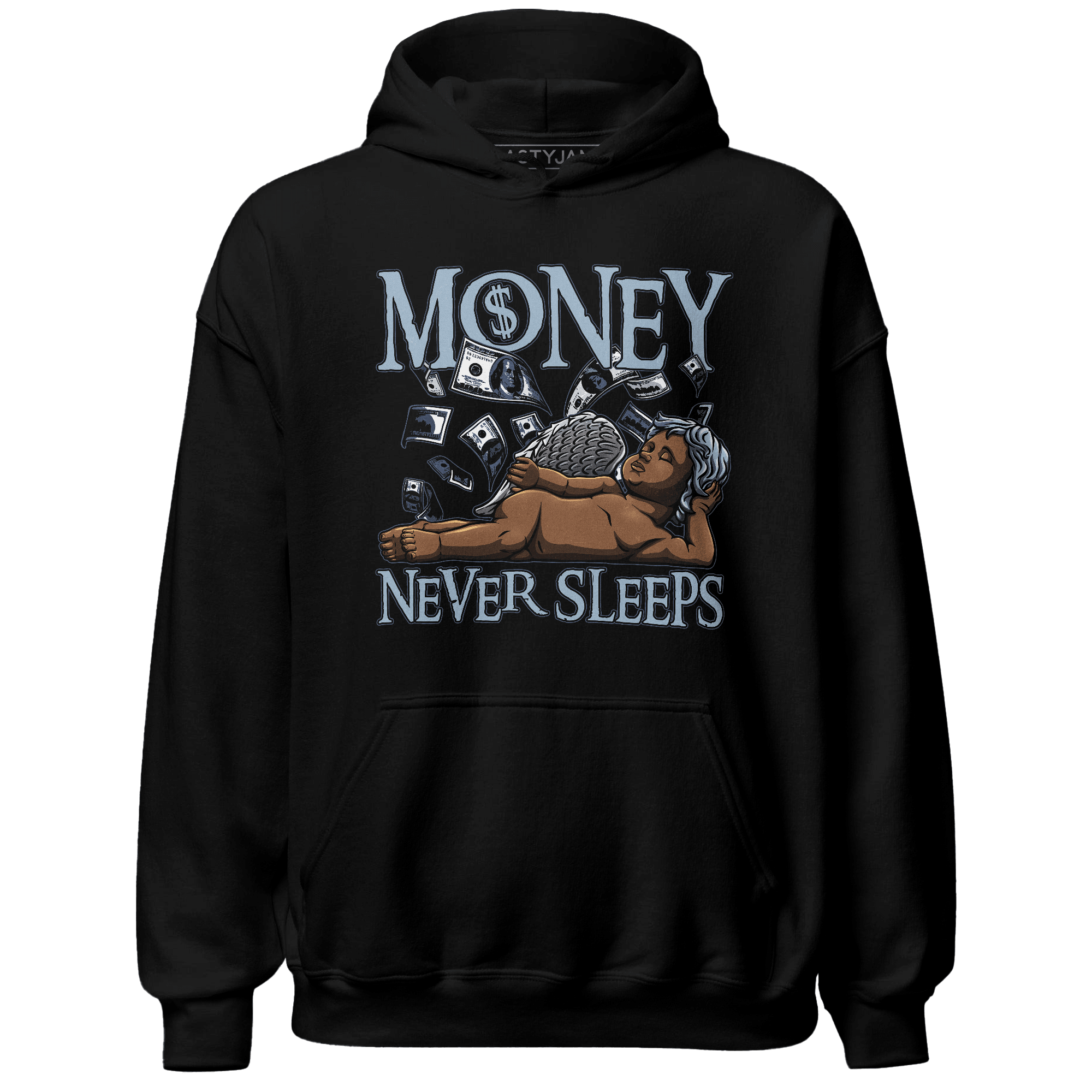 Mid Diffused Blue Grey 1s Hoodie Match Money Never Sleeps - NastyJamz