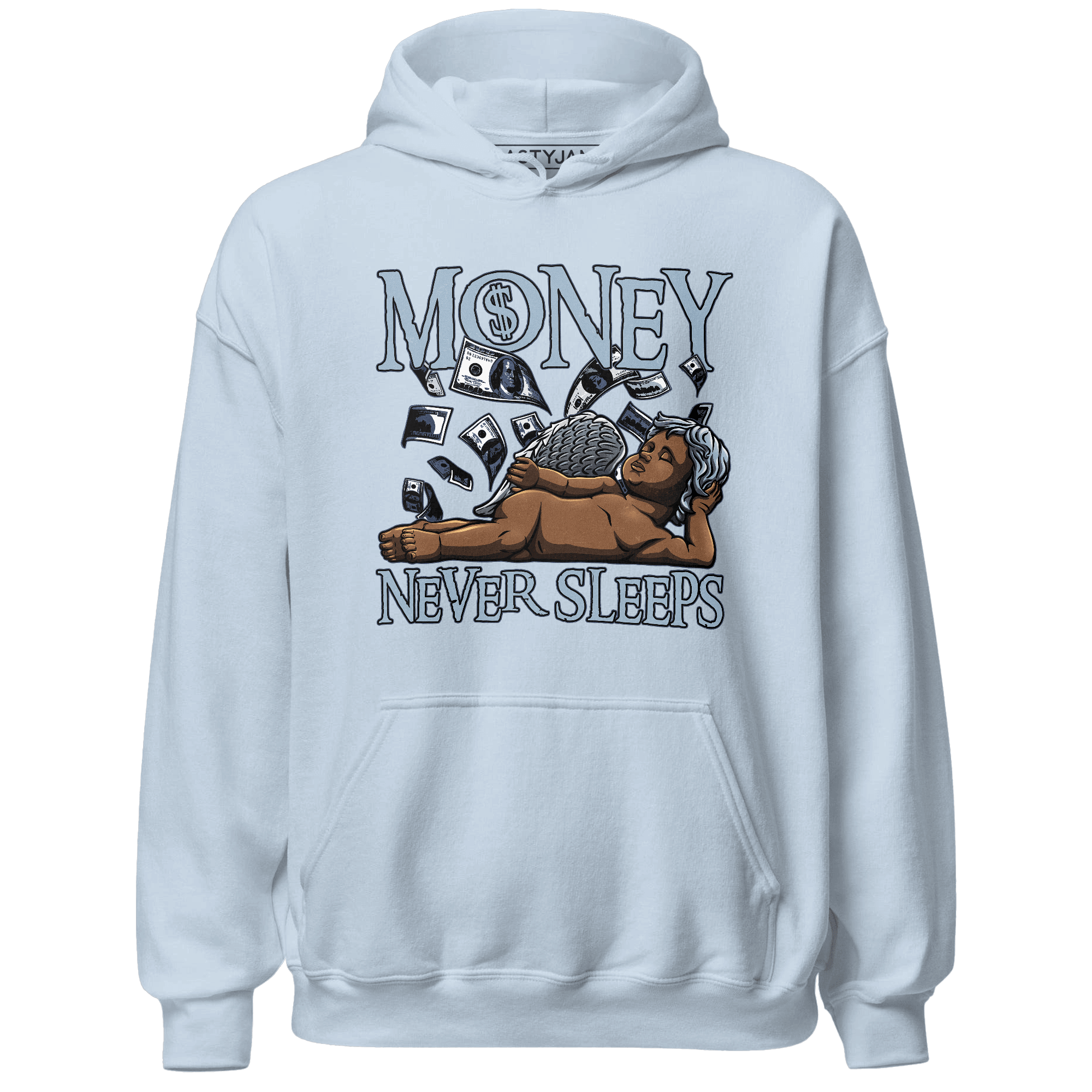 Mid Diffused Blue Grey 1s Hoodie Match Money Never Sleeps - NastyJamz