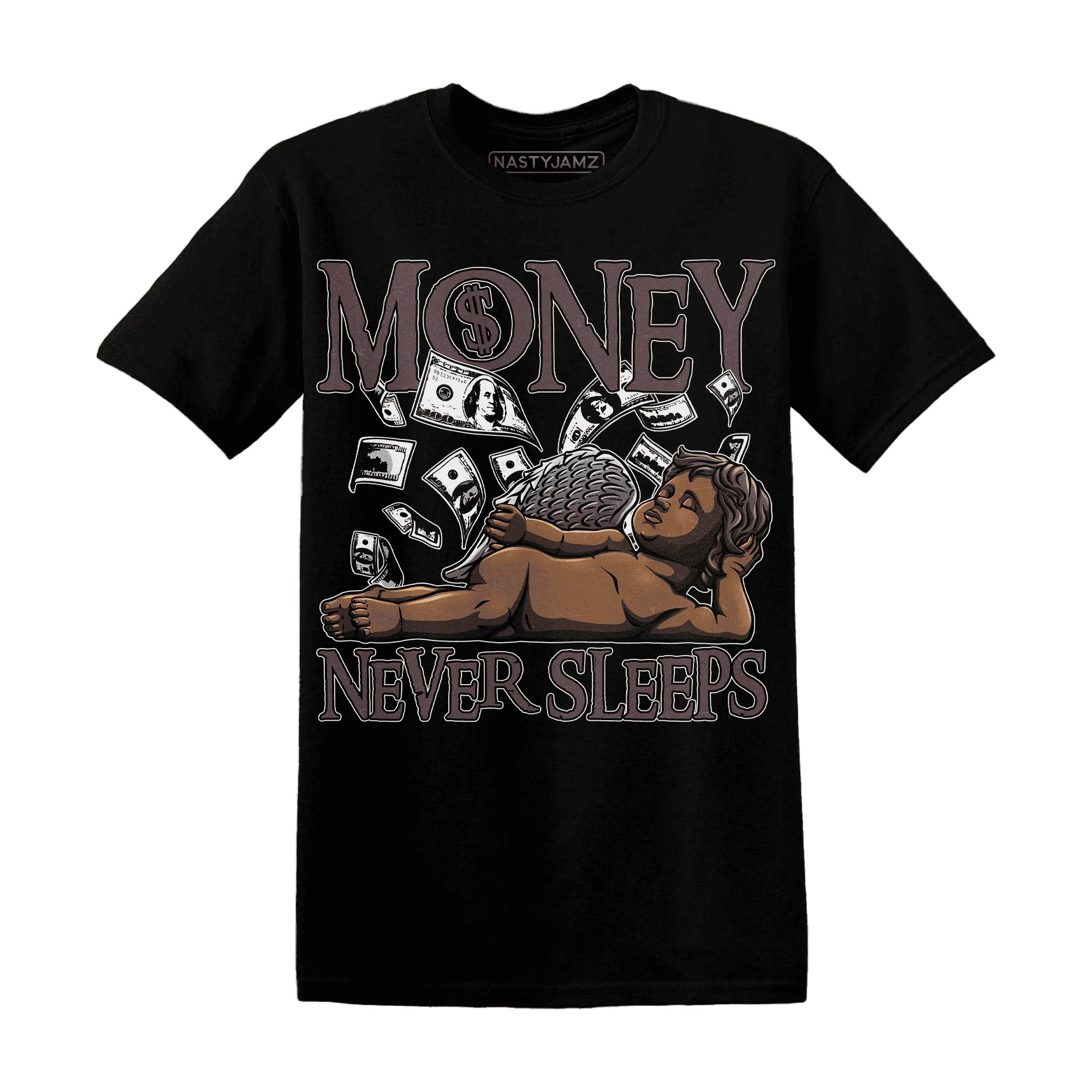 NastyJamz-Burgundy-Crush-3s-T-Shirt-Match-Money-Never-Sleeps