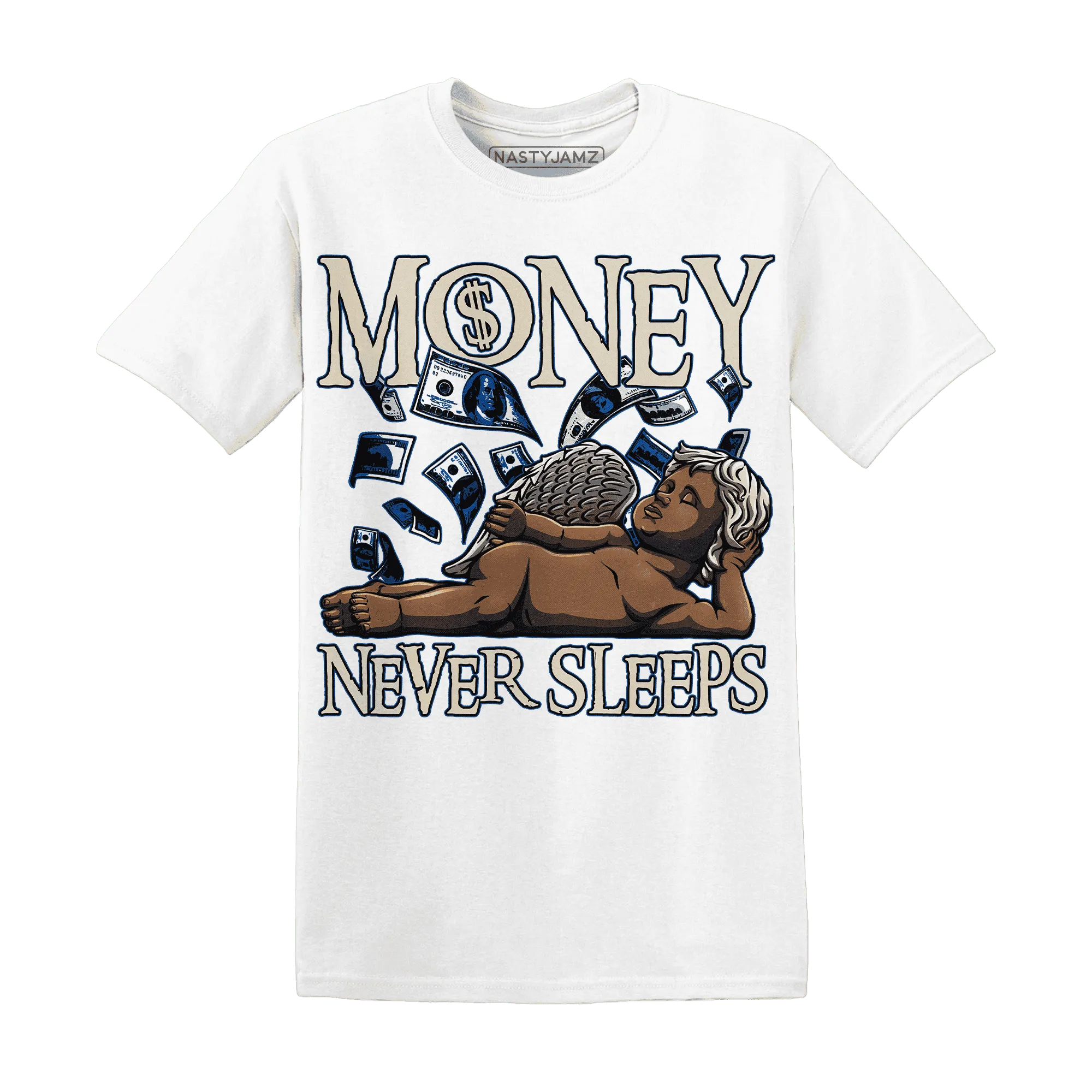 Quaiii-54-3s-T-Shirt-Match-Money-Never-Sleeps