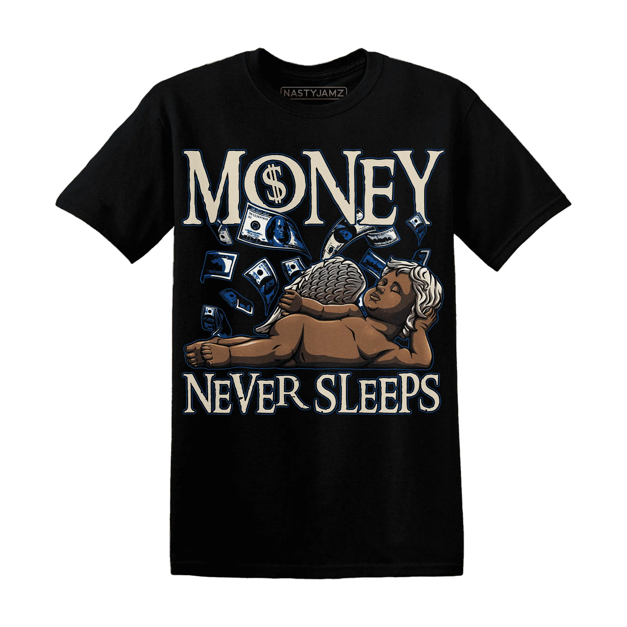 Quaiii-54-3s-T-Shirt-Match-Money-Never-Sleeps