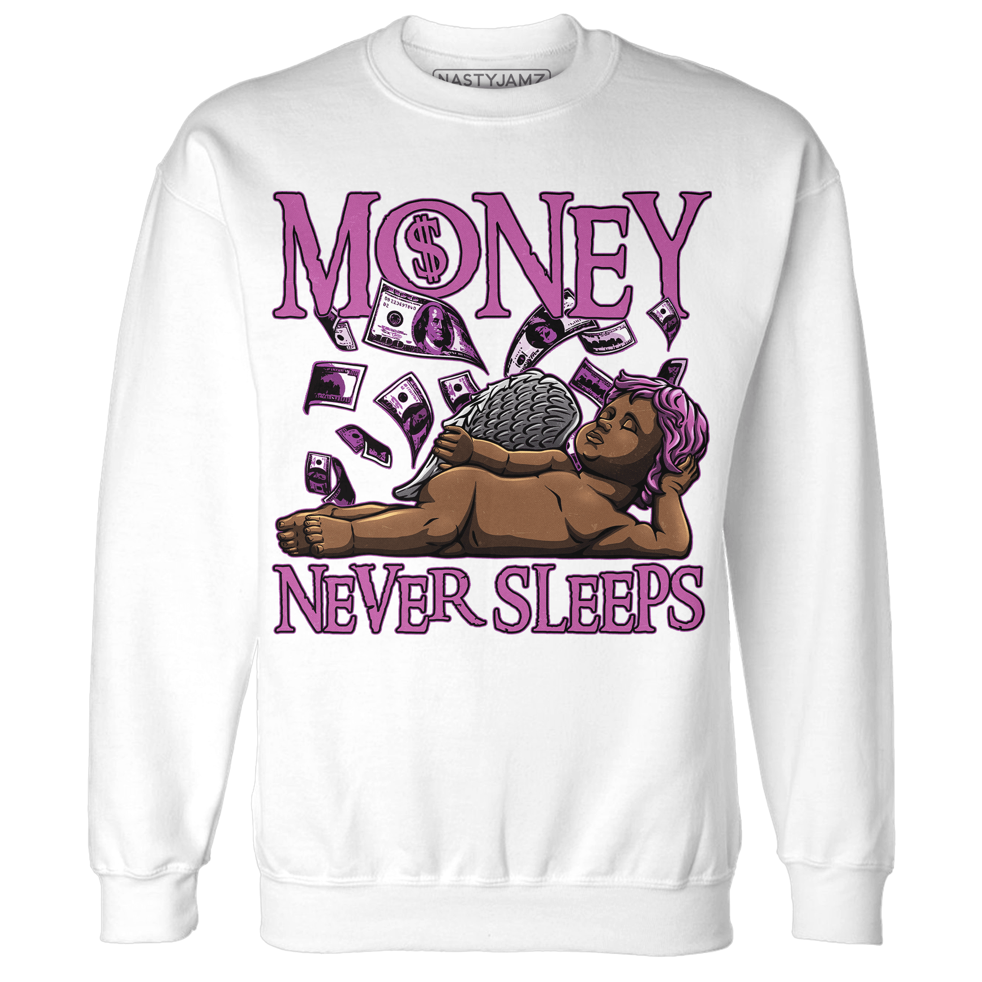 GS Hyper Violet 4s Sweatshirt Match Money Never Sleeps - NastyJamz