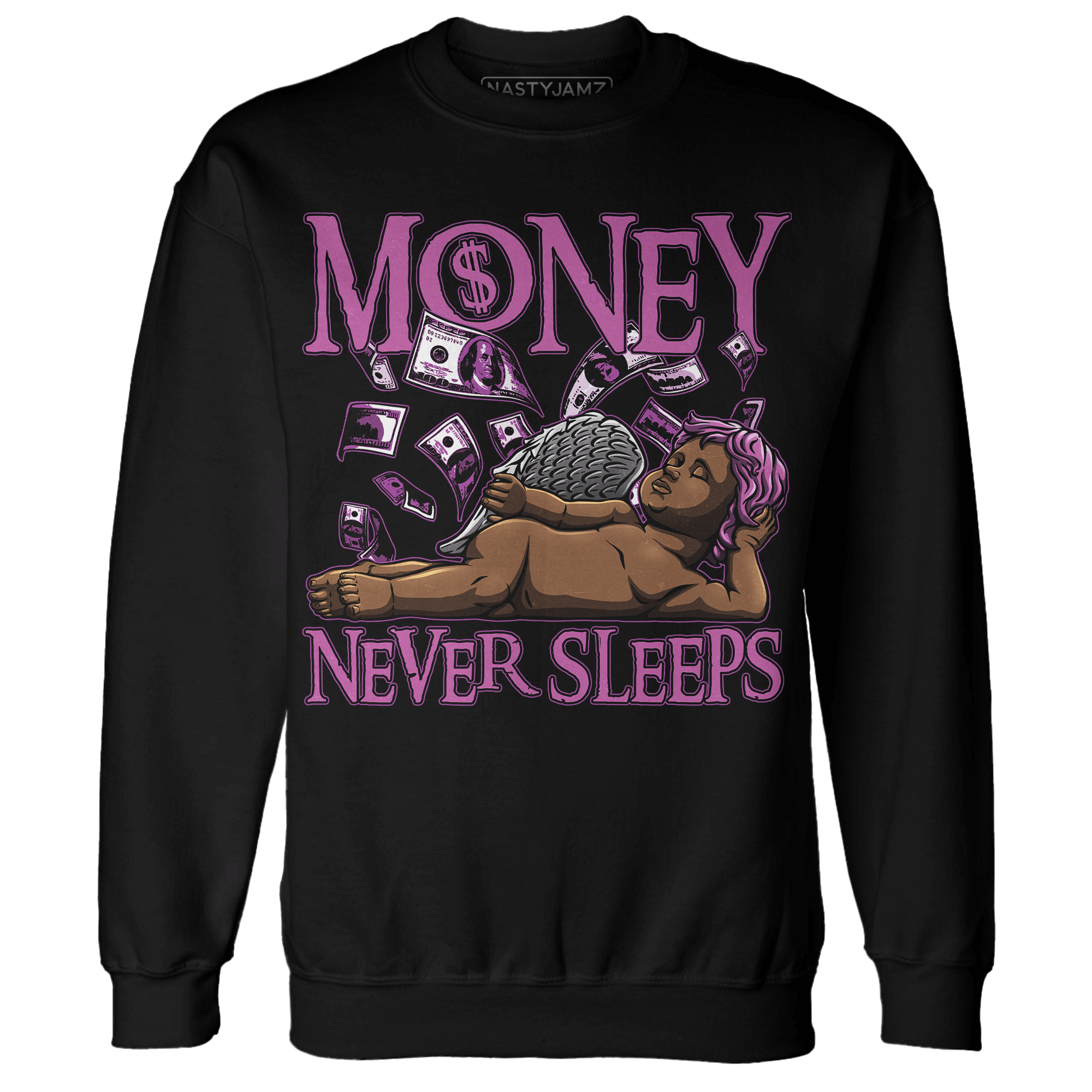 GS Hyper Violet 4s Sweatshirt Match Money Never Sleeps - NastyJamz