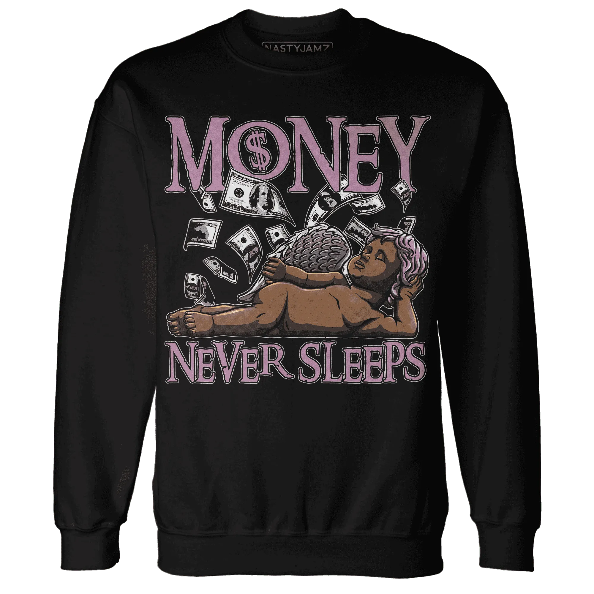 Orchid-Neutral-Grey-Black-White-4s-NastyJamz-Sweatshirt-Match-Money-Never-Sleeps