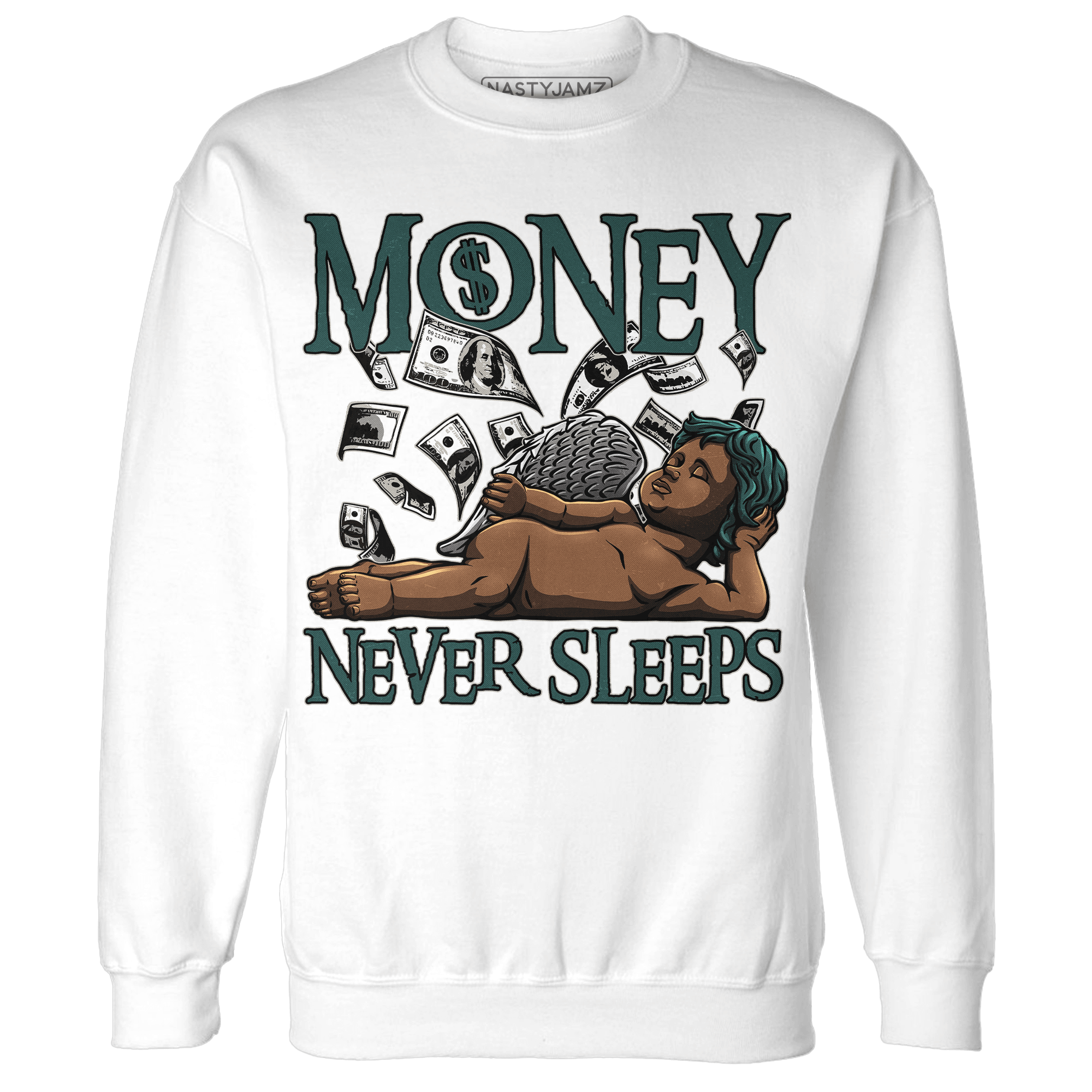 Oxidized Green 4s Sweatshirt Match Money Never Sleeps - NastyJamz
