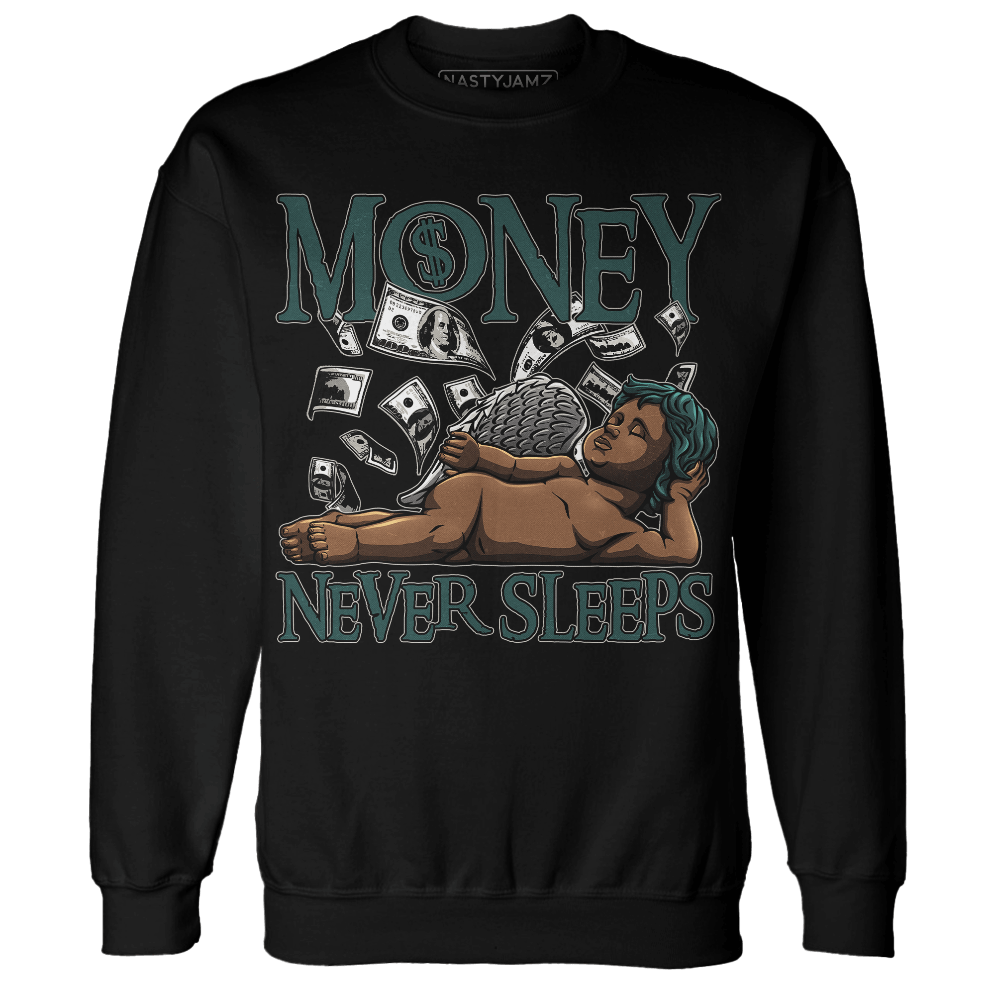 Oxidized Green 4s Sweatshirt Match Money Never Sleeps - NastyJamz