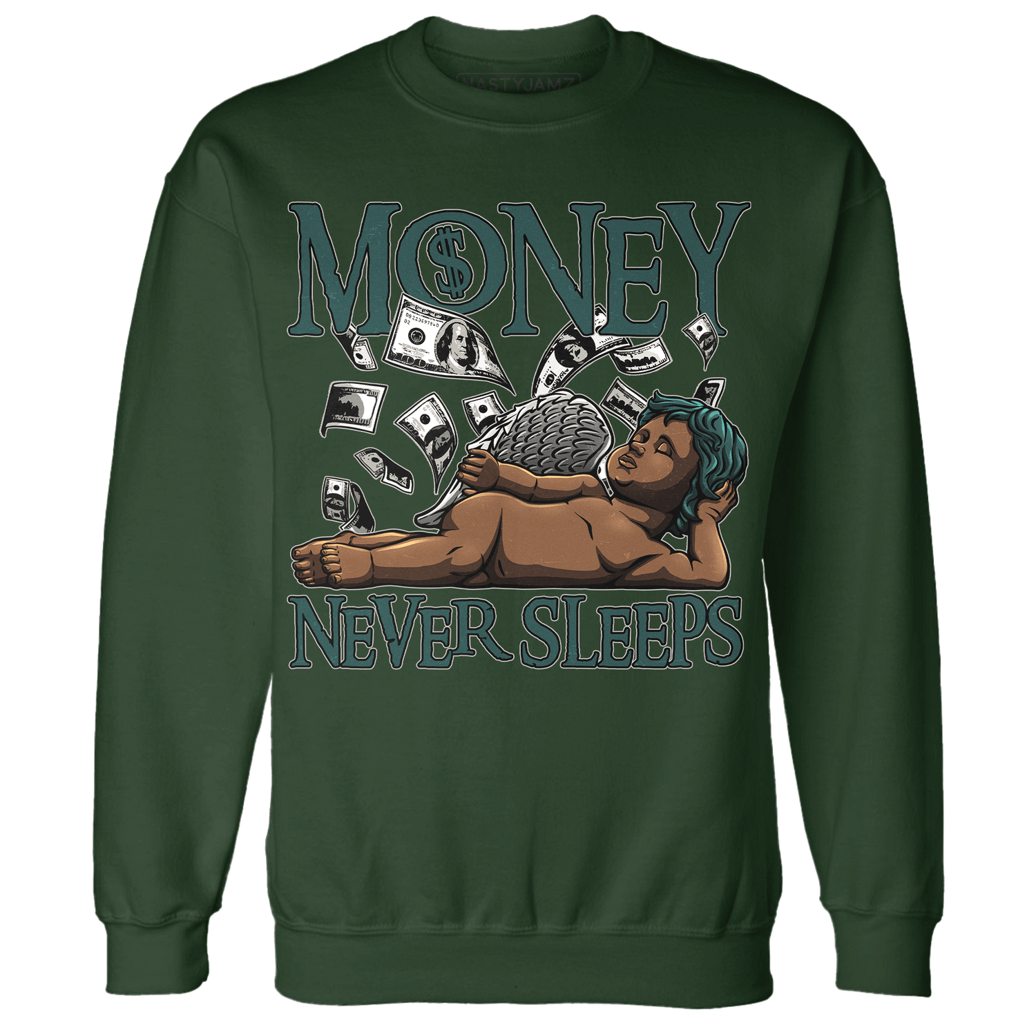 Oxidized Green 4s Sweatshirt Match Money Never Sleeps - NastyJamz