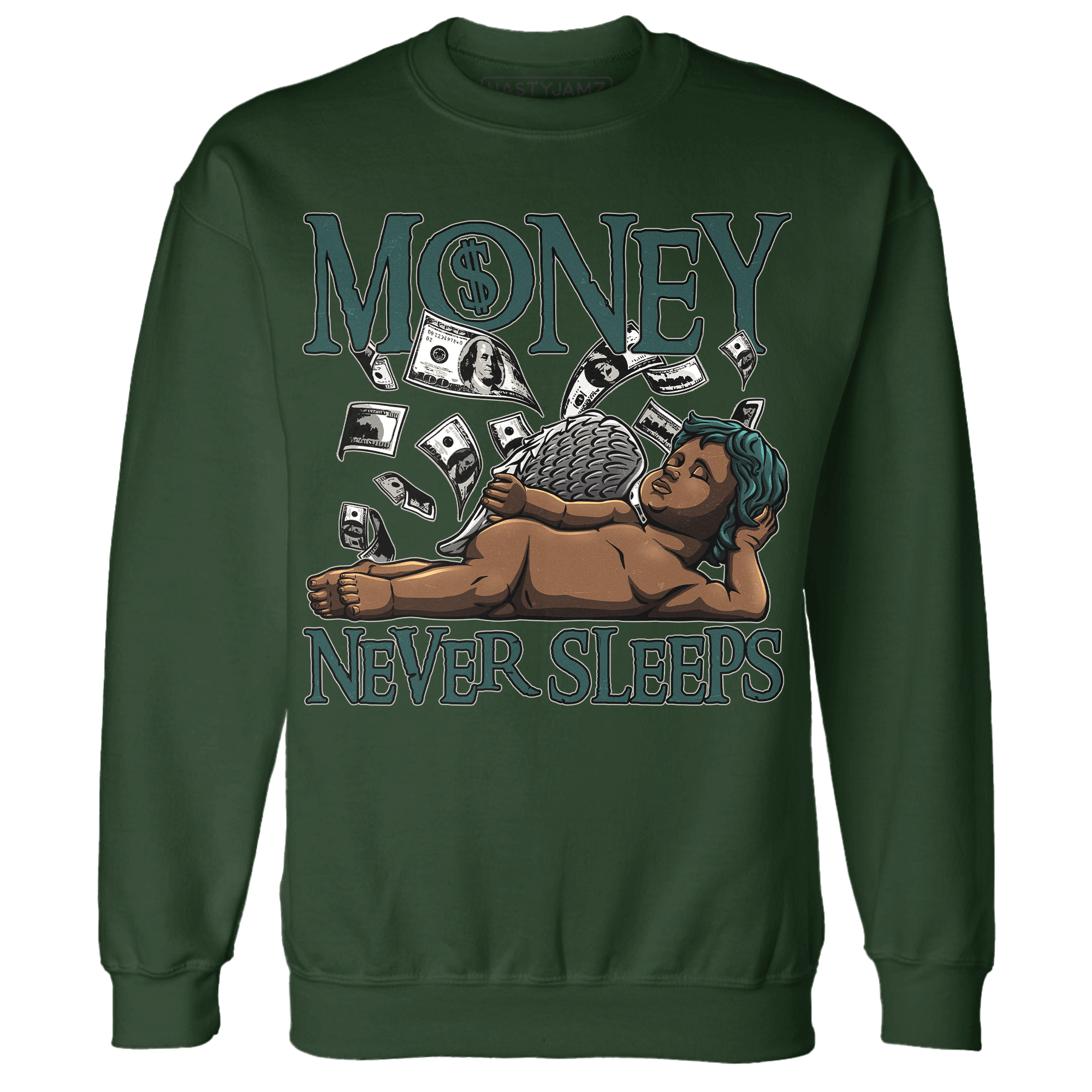 Oxidized Green 4s Sweatshirt Match Money Never Sleeps - NastyJamz