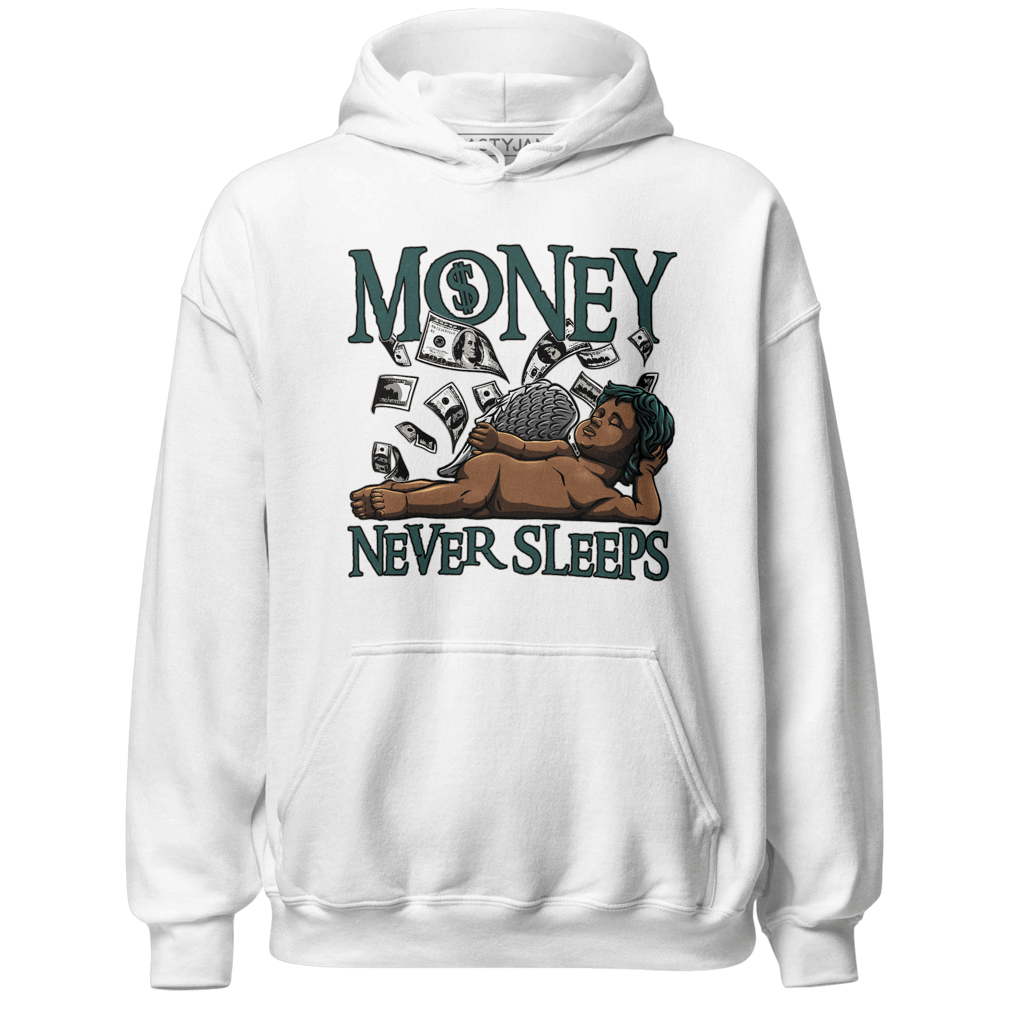 Oxidized Green 4s Hoodie Match Money Never Sleeps - NastyJamz