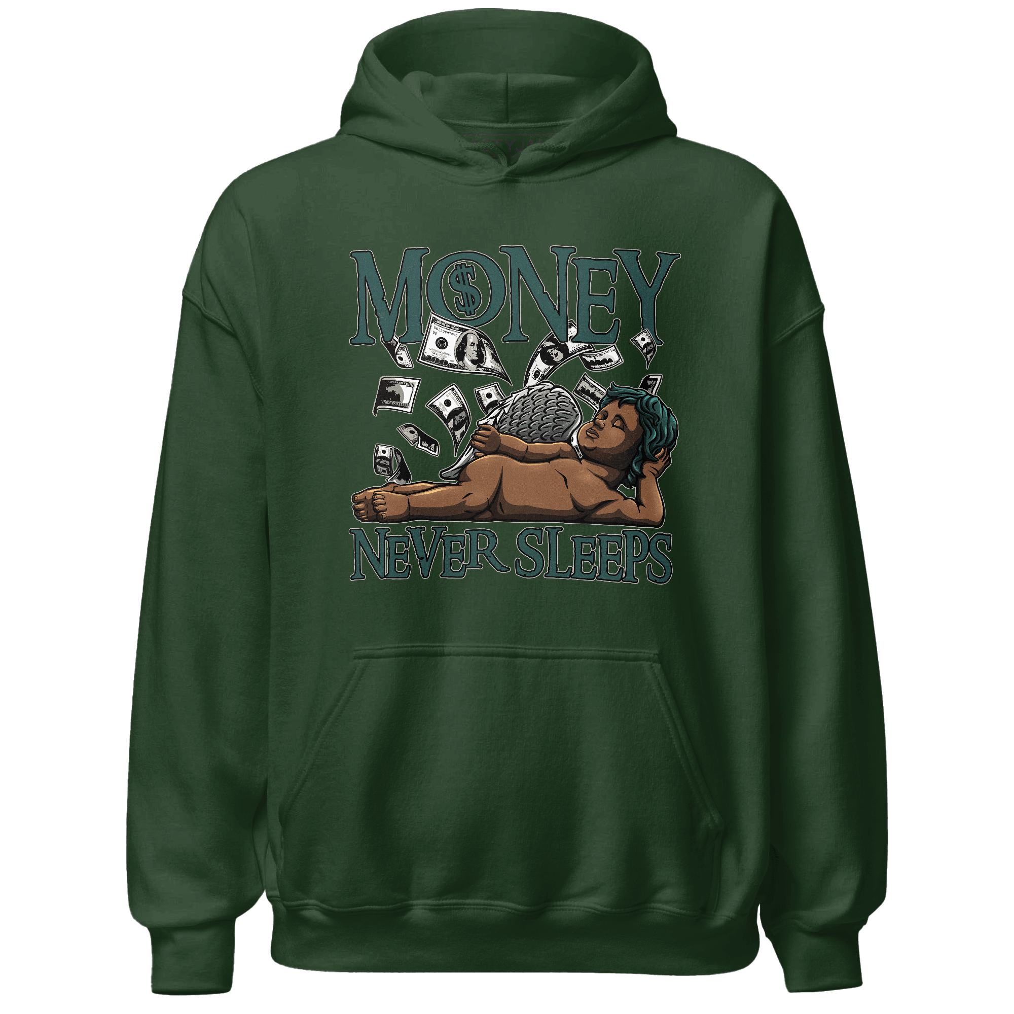 Oxidized Green 4s Hoodie Match Money Never Sleeps - NastyJamz