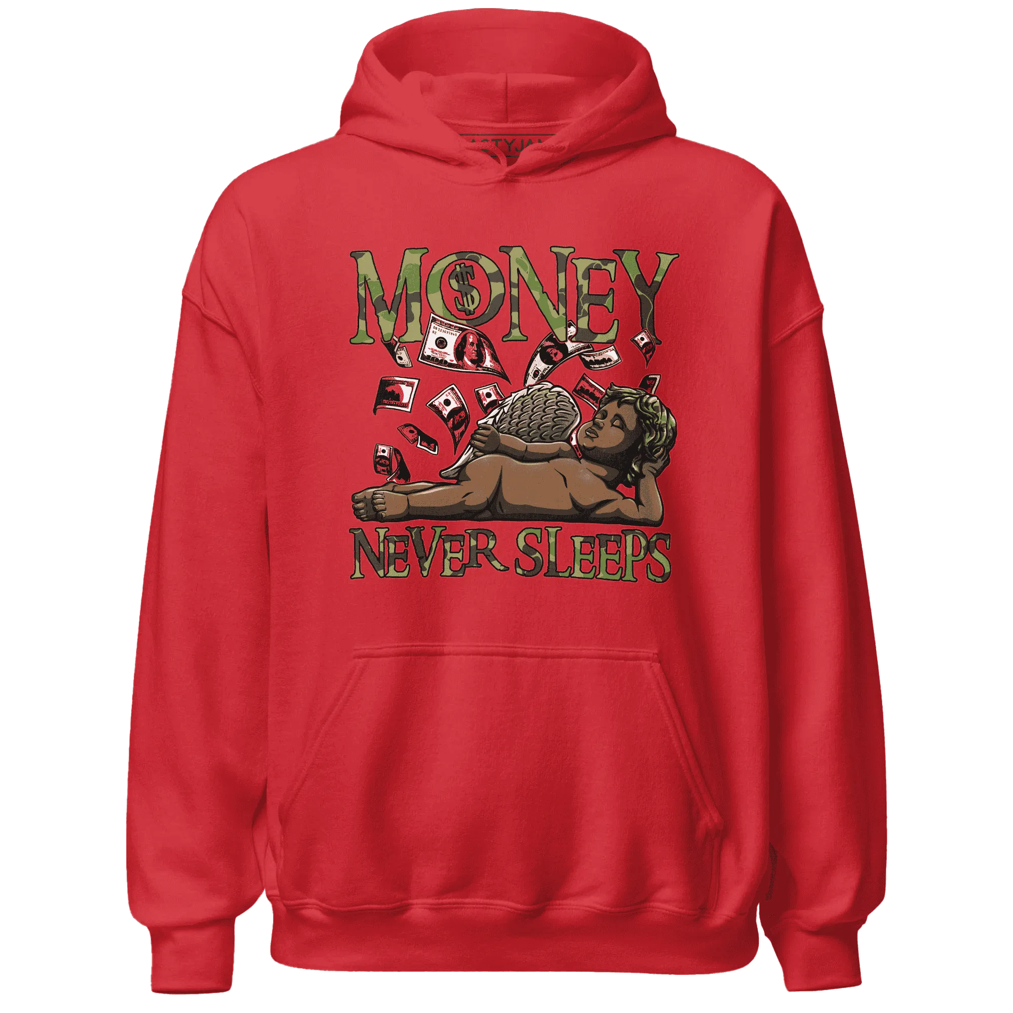 AM-90-Dark-Sage-Solar-Red-NastyJamz-Hoodie-Match-Money-Never-Sleeps
