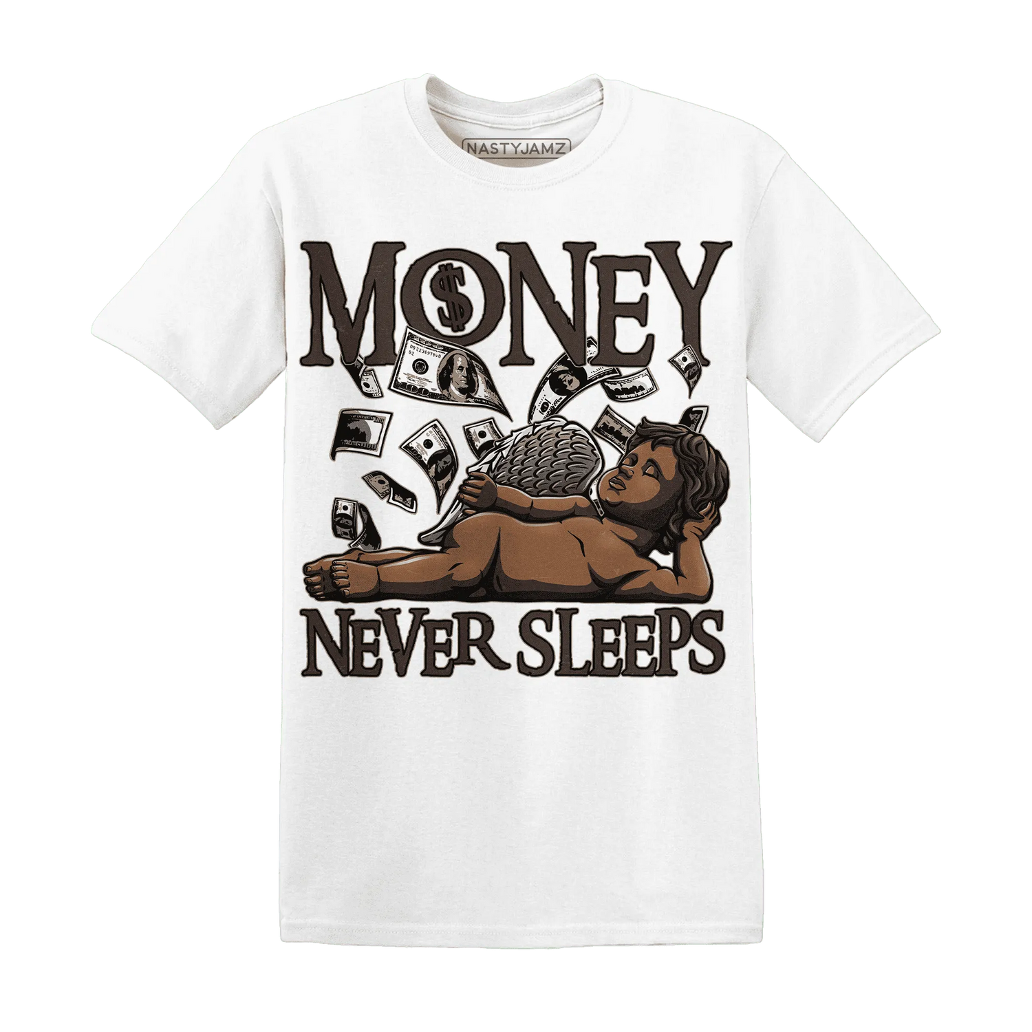 Dunk-Low-Baroque-Brown-T-Shirt-Match-Money-Never-Sleeps