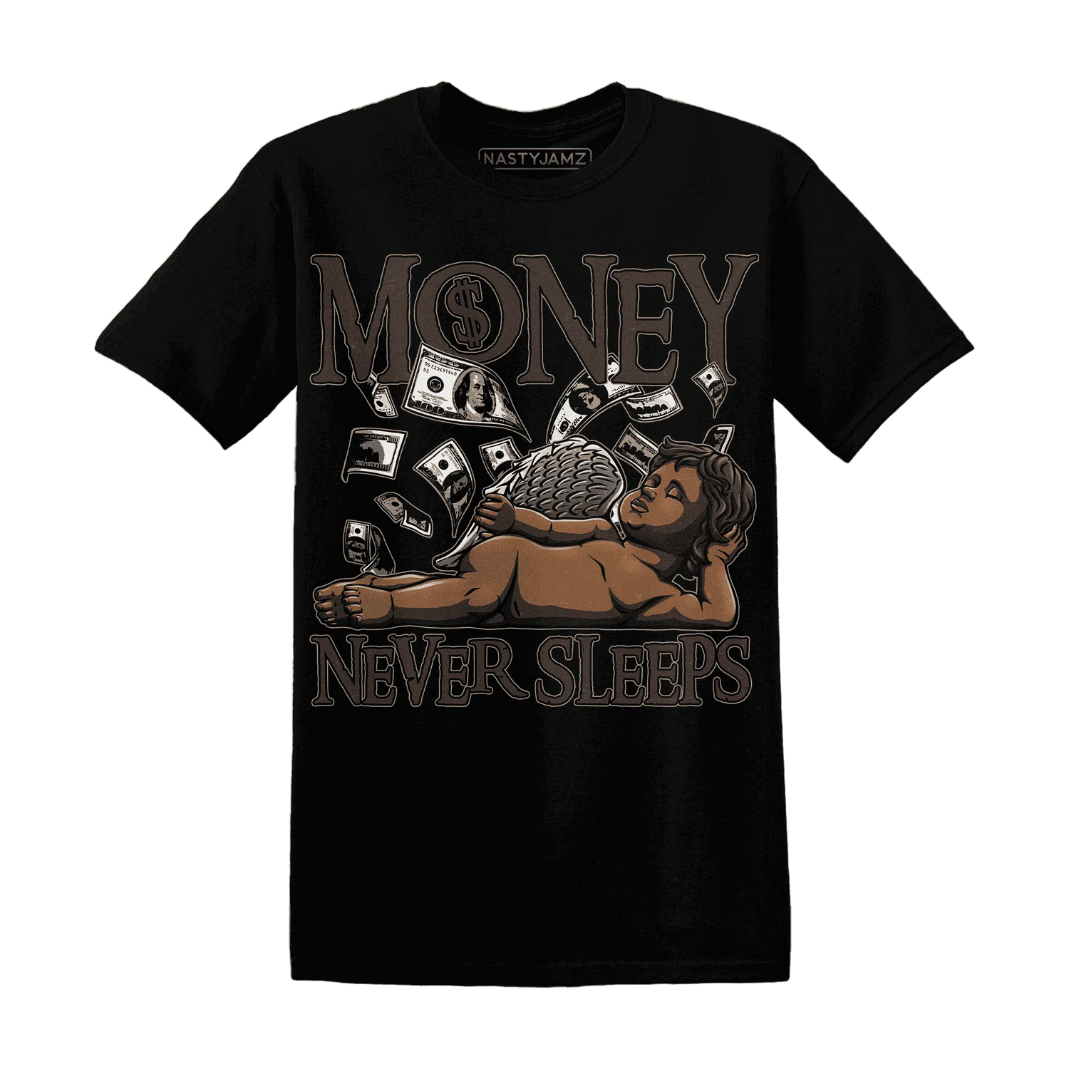 Dunk-Low-Baroque-Brown-T-Shirt-Match-Money-Never-Sleeps