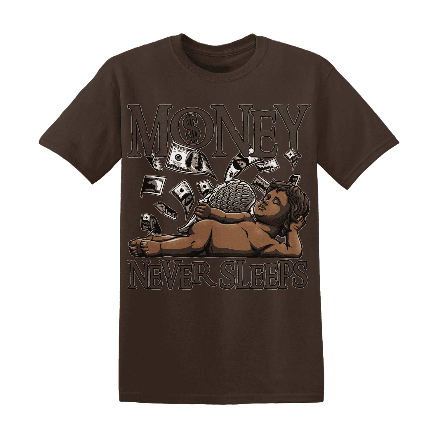 Dunk-Low-Baroque-Brown-T-Shirt-Match-Money-Never-Sleeps