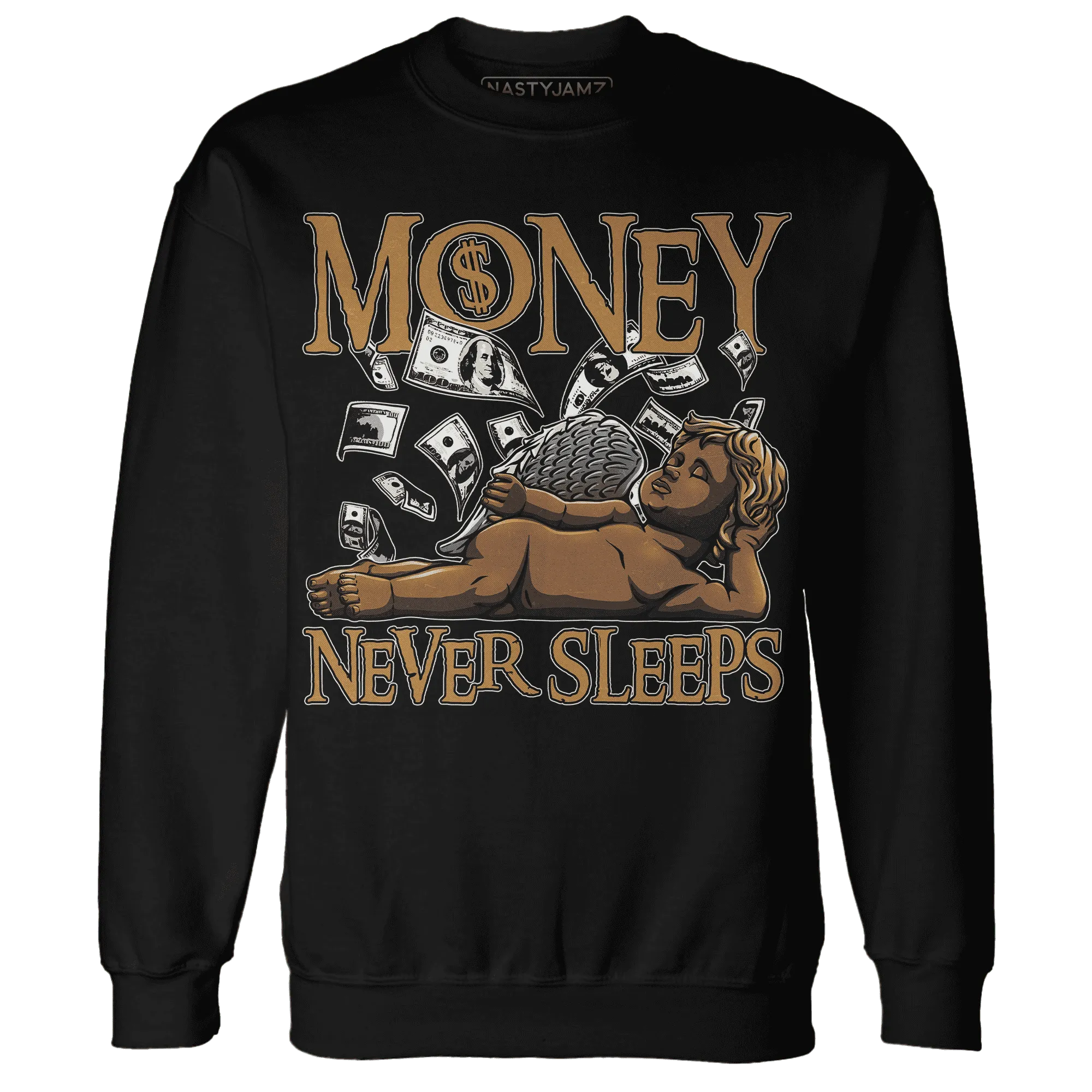Dunk-Low-Retro-Wheat-Orange-NastyJamz-Sweatshirt-Match-Money-Never-Sleeps