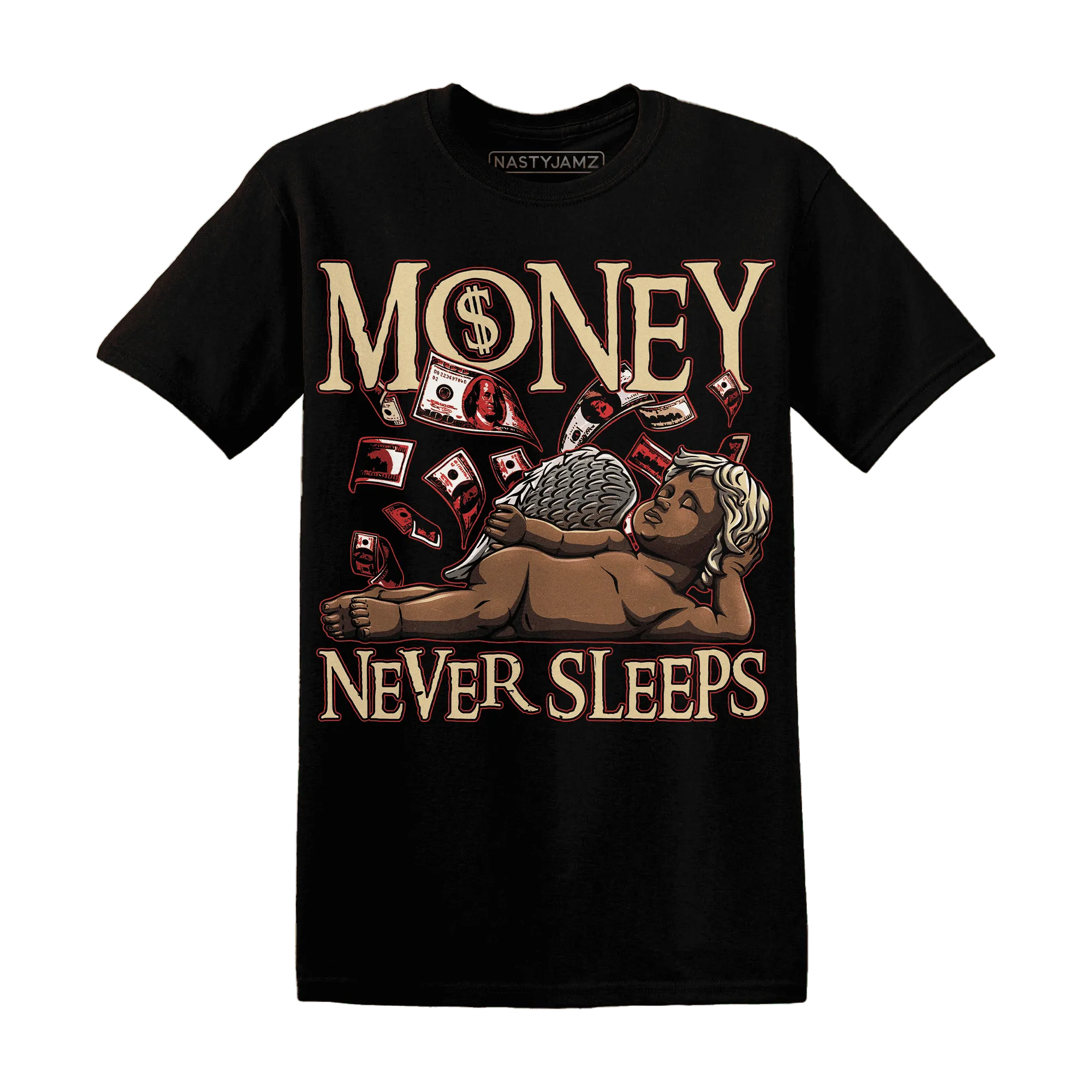 Dunk-Strawberry-Waffle-NastyJamz-T-Shirt-Match-Money-Never-Sleeps