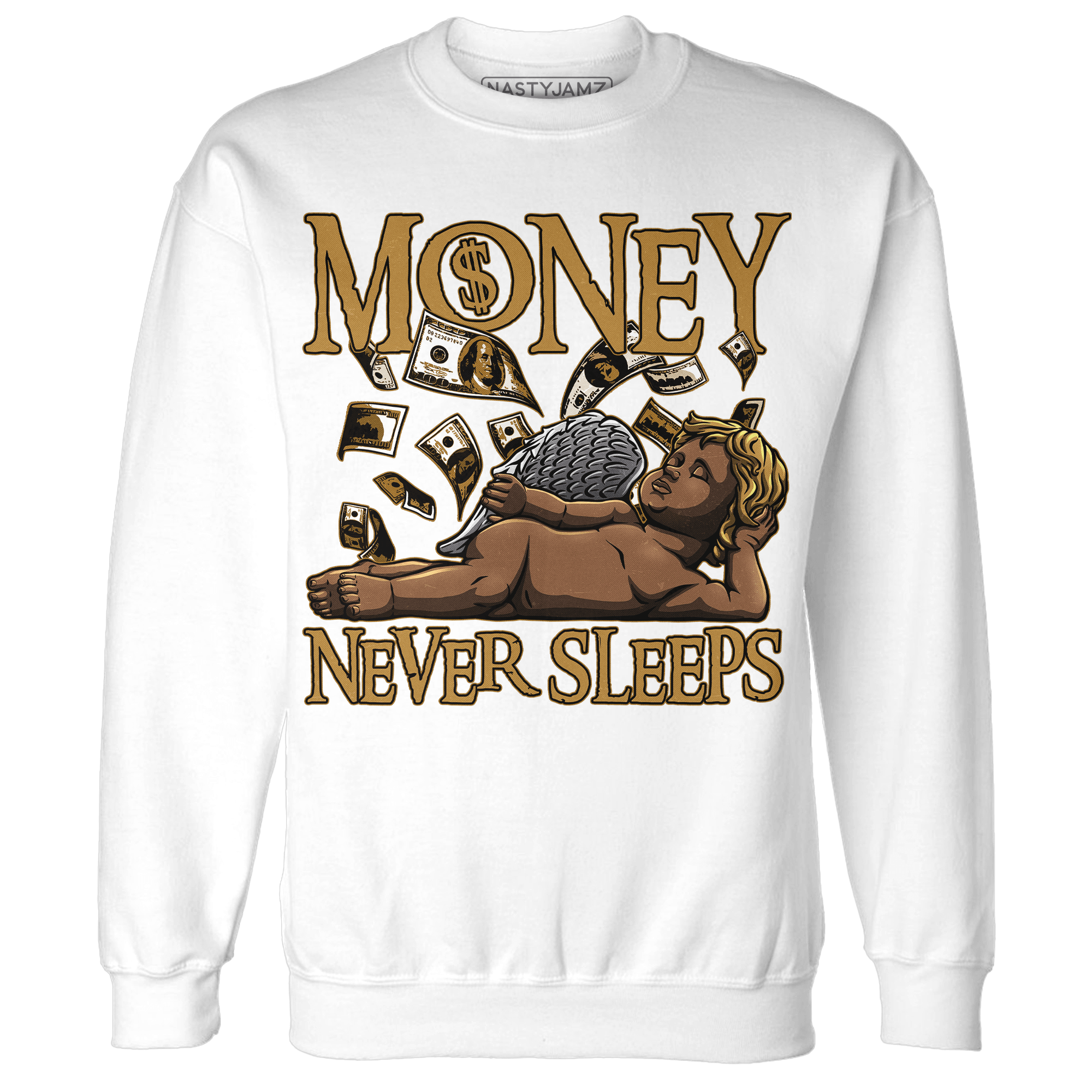 Wheat 13s Sweatshirt Match Money Never Sleeps - NastyJamz