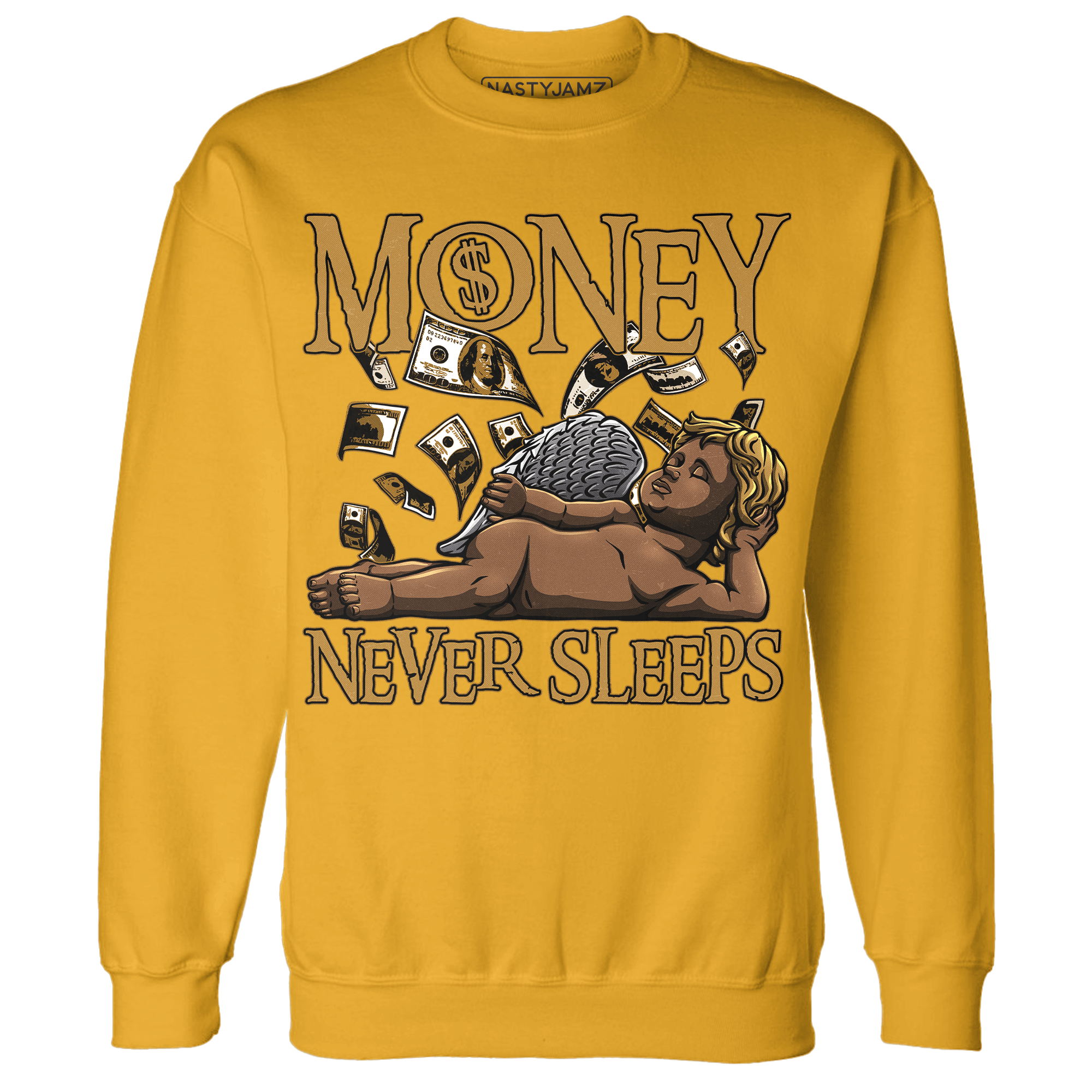 Wheat 13s Sweatshirt Match Money Never Sleeps - NastyJamz