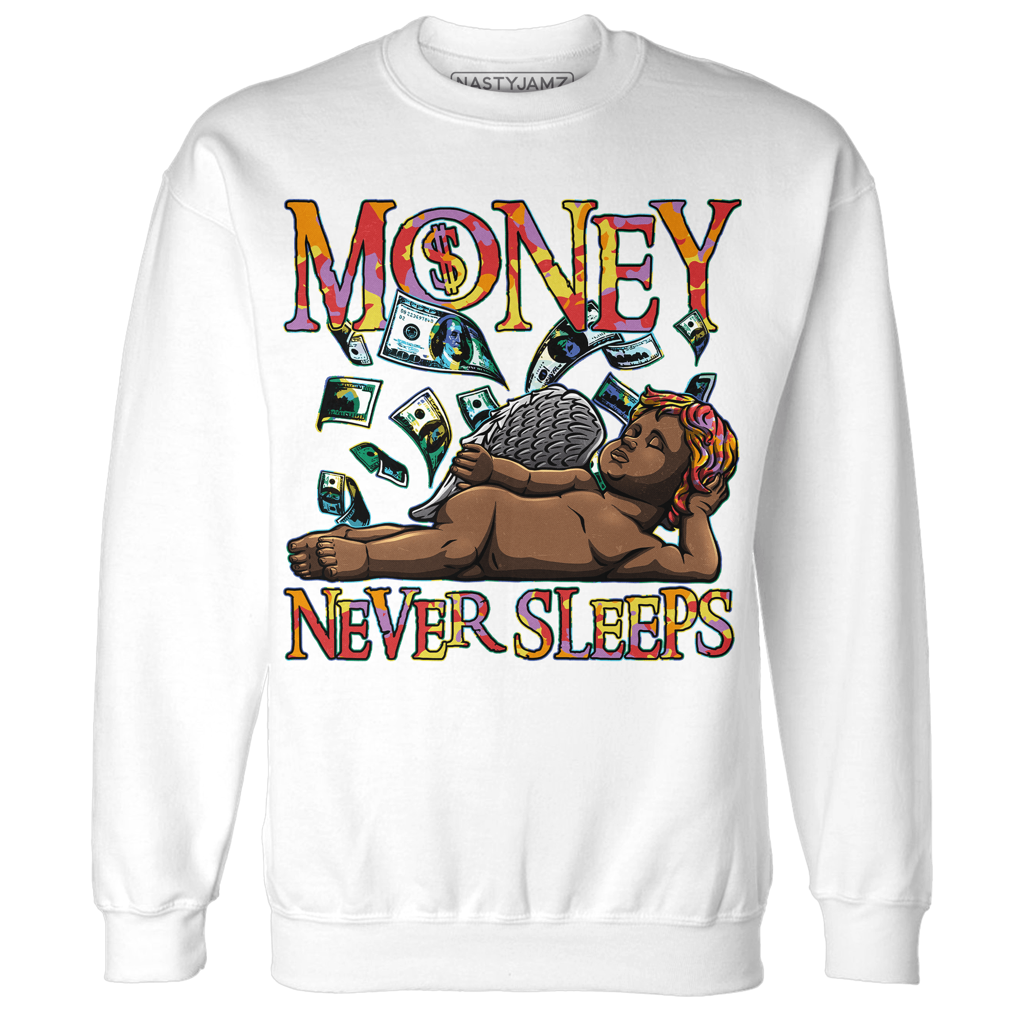 Mid GS Six Championships 1s Sweatshirt Match Money Never Sleeps - NastyJamz