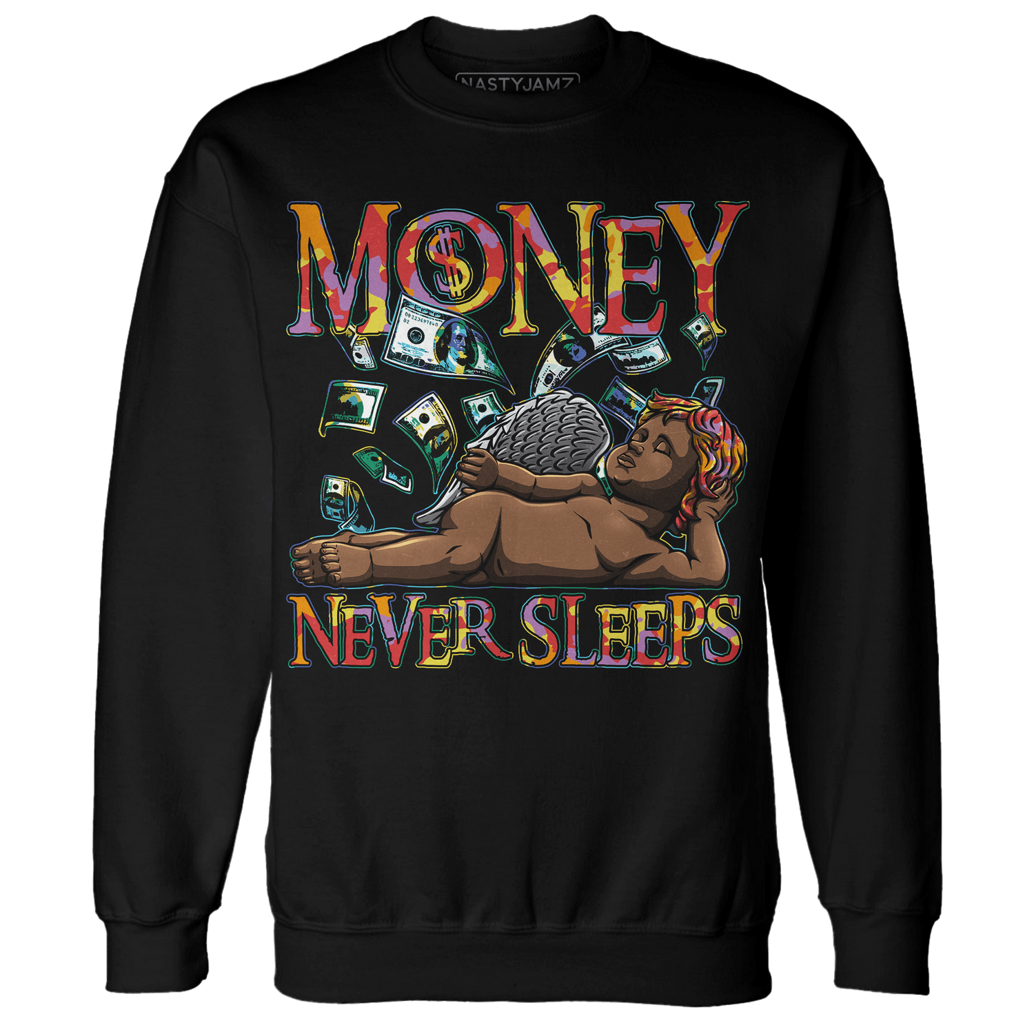 Mid GS Six Championships 1s Sweatshirt Match Money Never Sleeps - NastyJamz