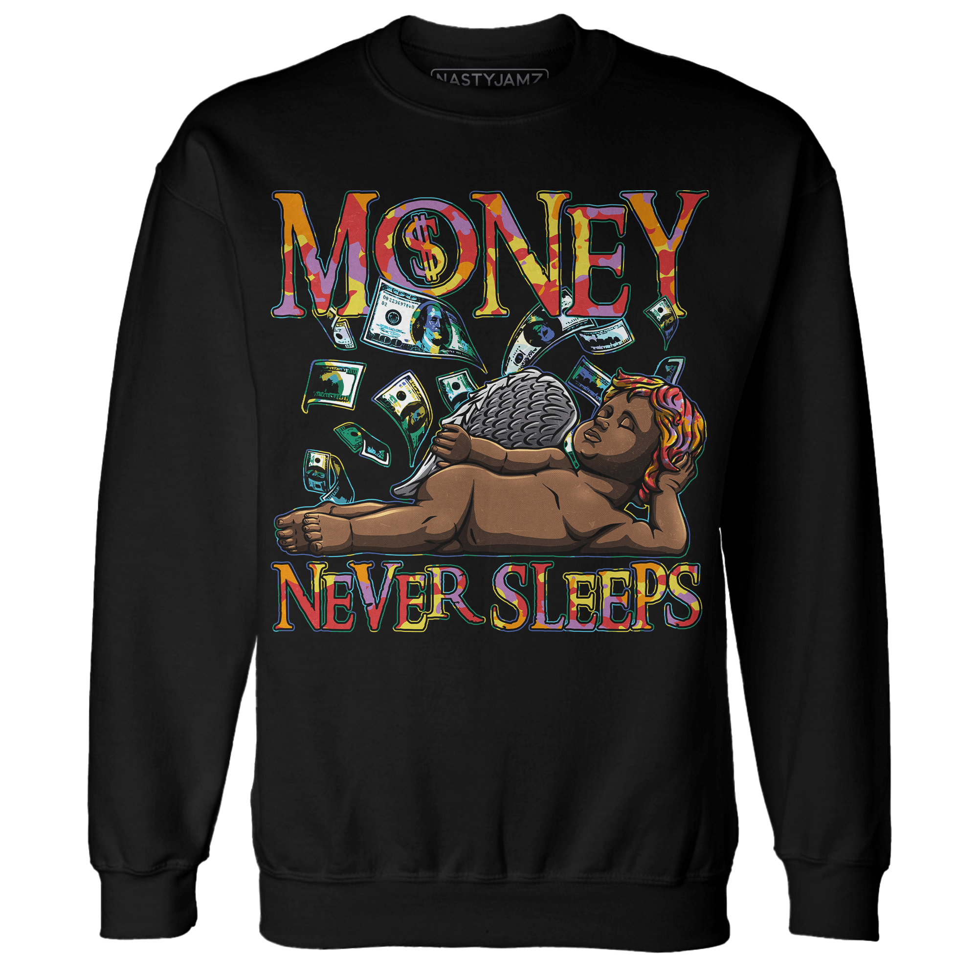 Mid GS Six Championships 1s Sweatshirt Match Money Never Sleeps - NastyJamz