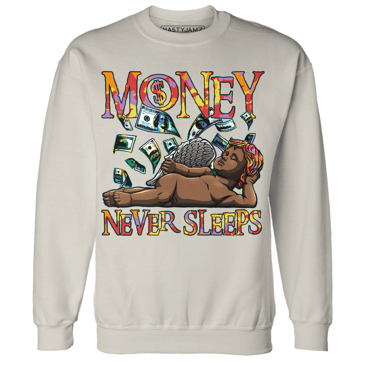 Mid GS Six Championships 1s Sweatshirt Match Money Never Sleeps - NastyJamz