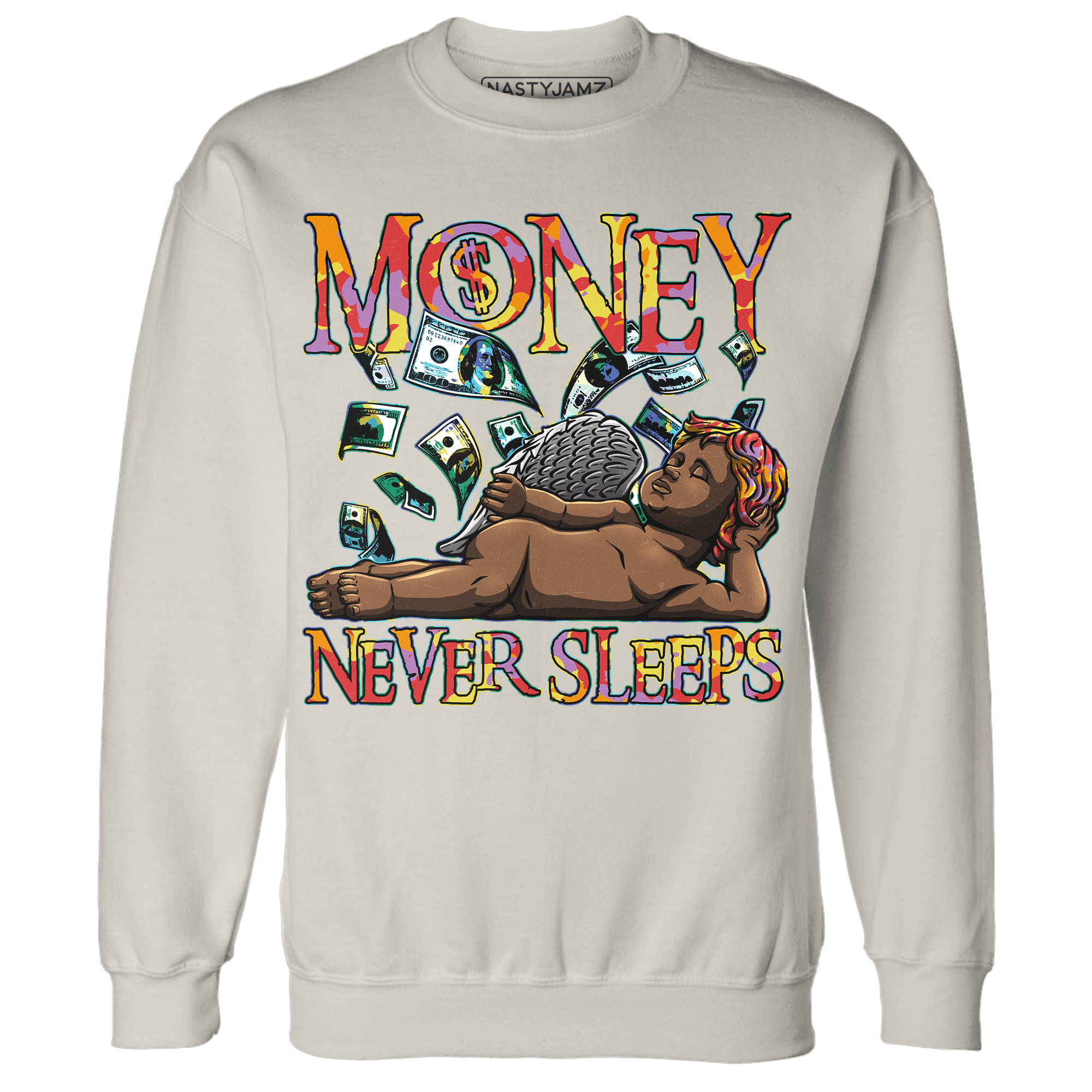 Mid GS Six Championships 1s Sweatshirt Match Money Never Sleeps - NastyJamz