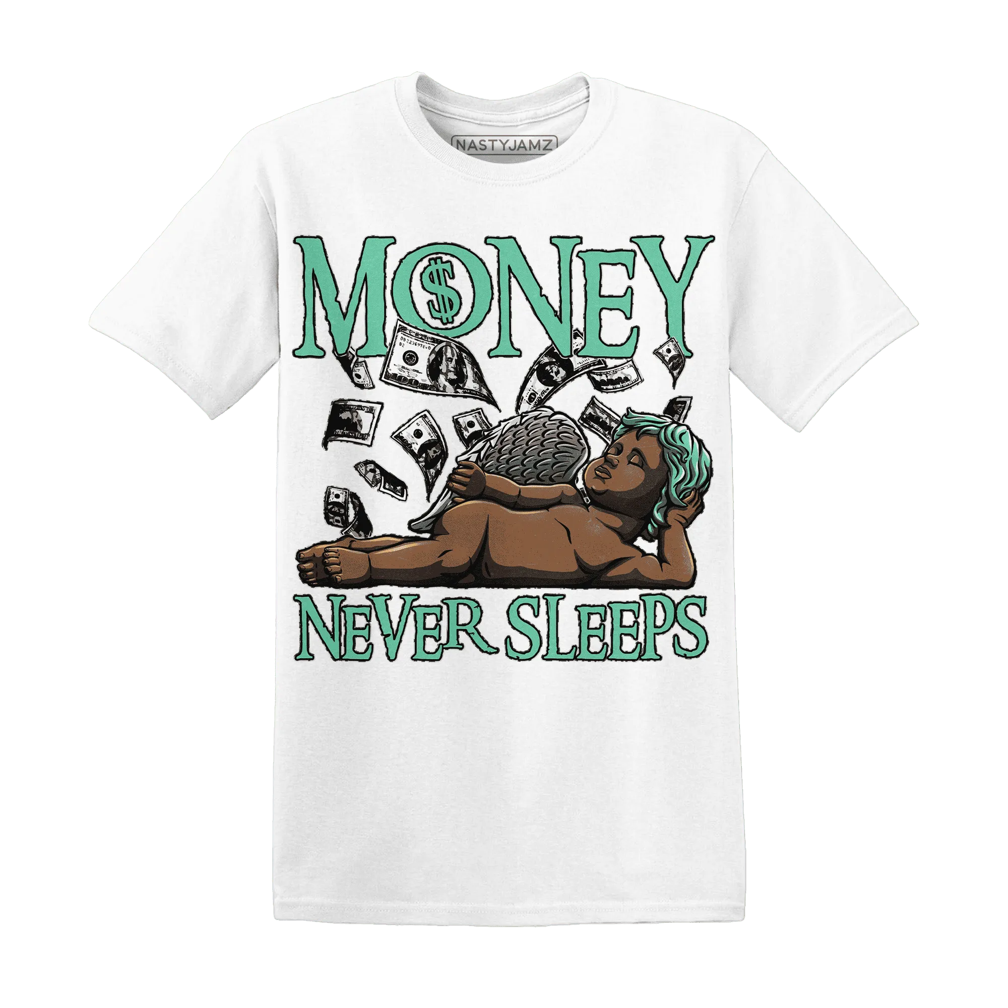 Green-Glow-3s-T-Shirt-Match-Money-Never-Sleeps