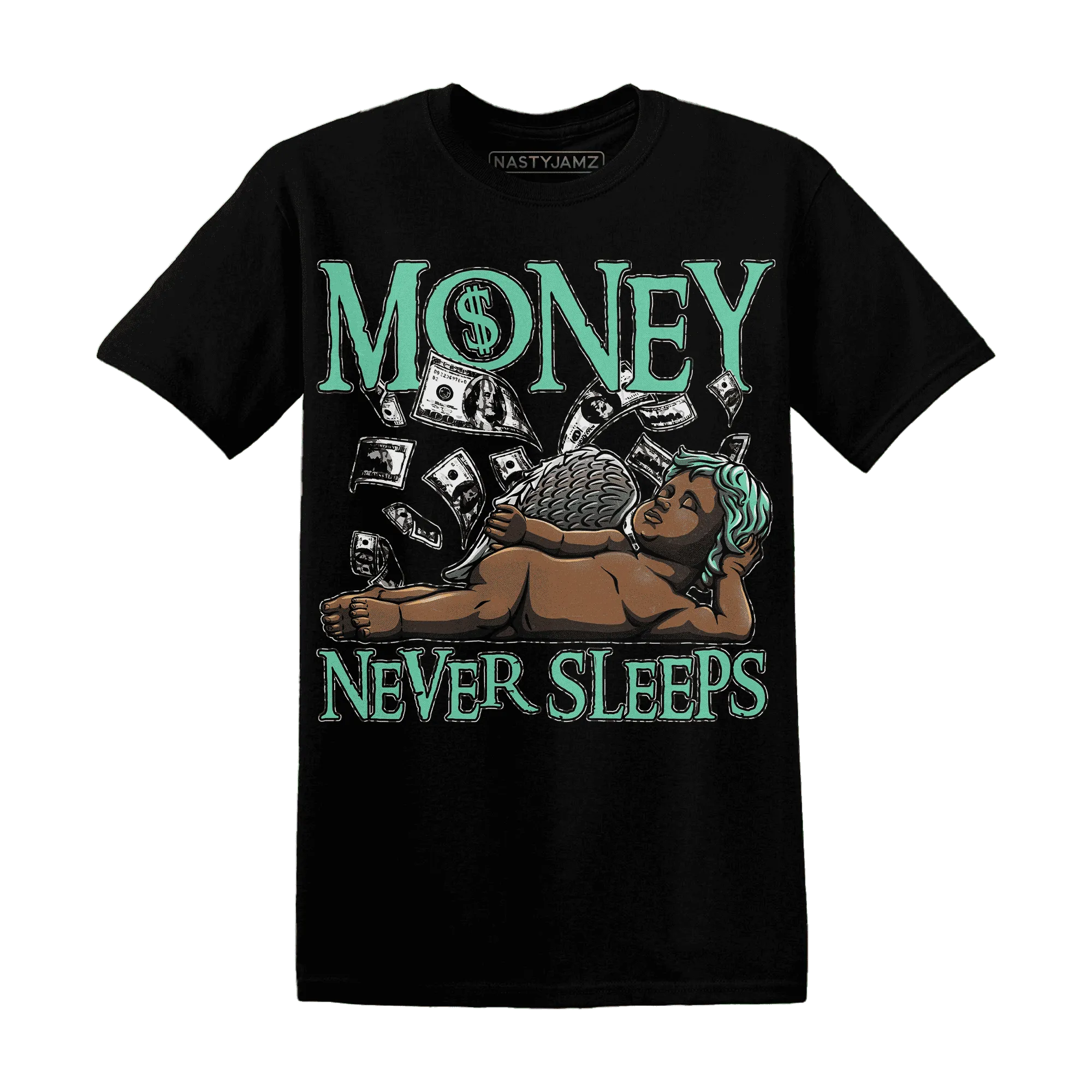 Green-Glow-3s-T-Shirt-Match-Money-Never-Sleeps