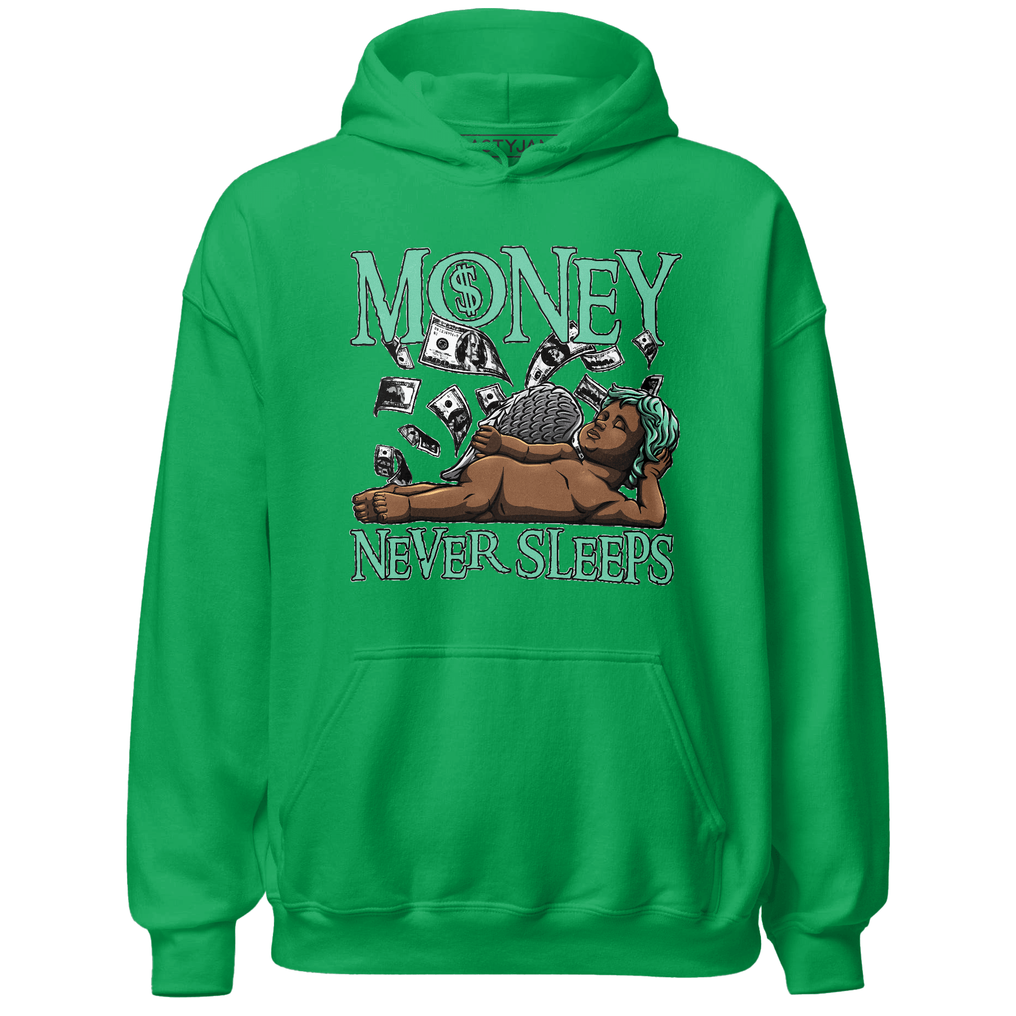 Green Glow 3s Hoodie Match Money Never Sleeps - NastyJamz