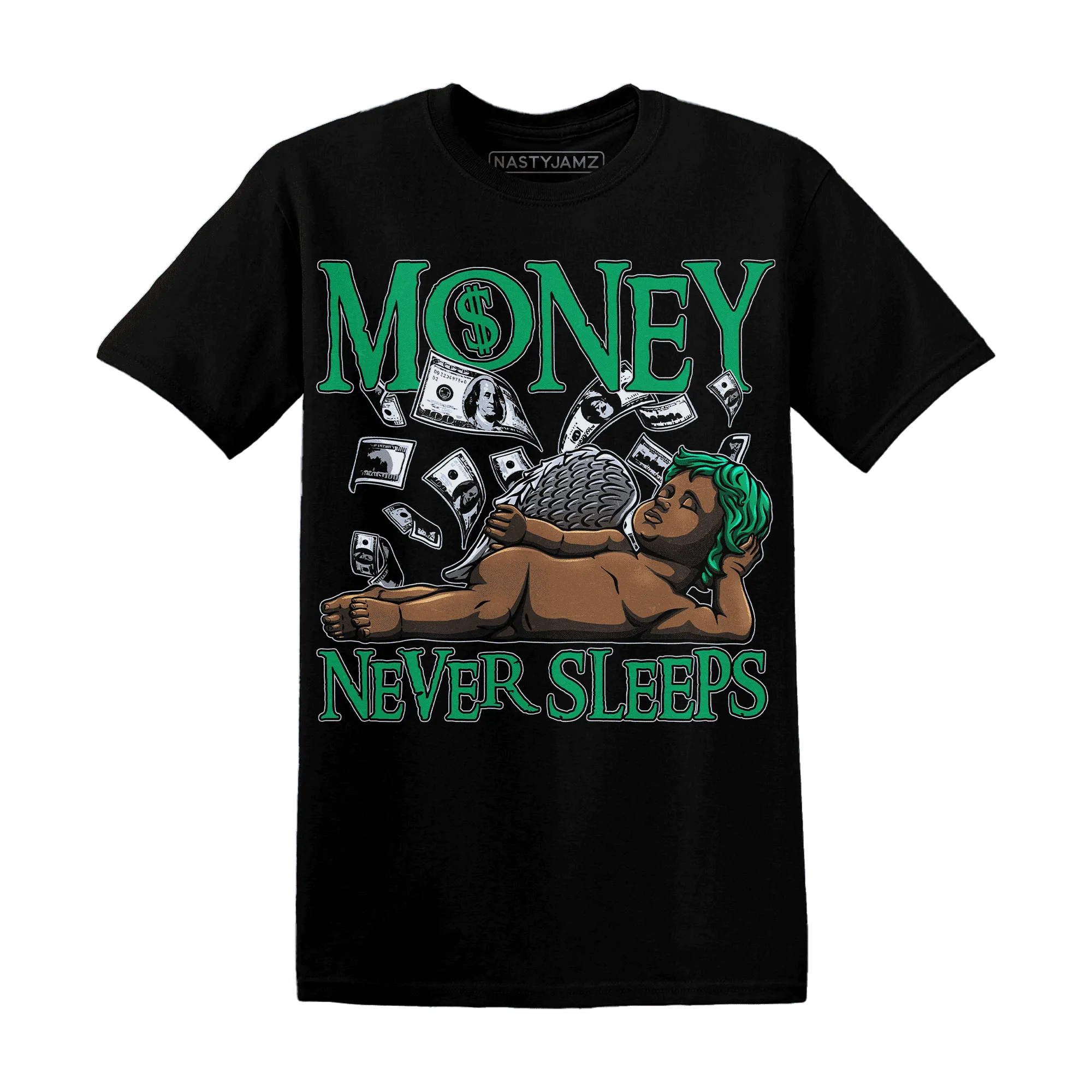 Lucky-Green-5s-T-Shirt-Match-Money-Never-Sleeps