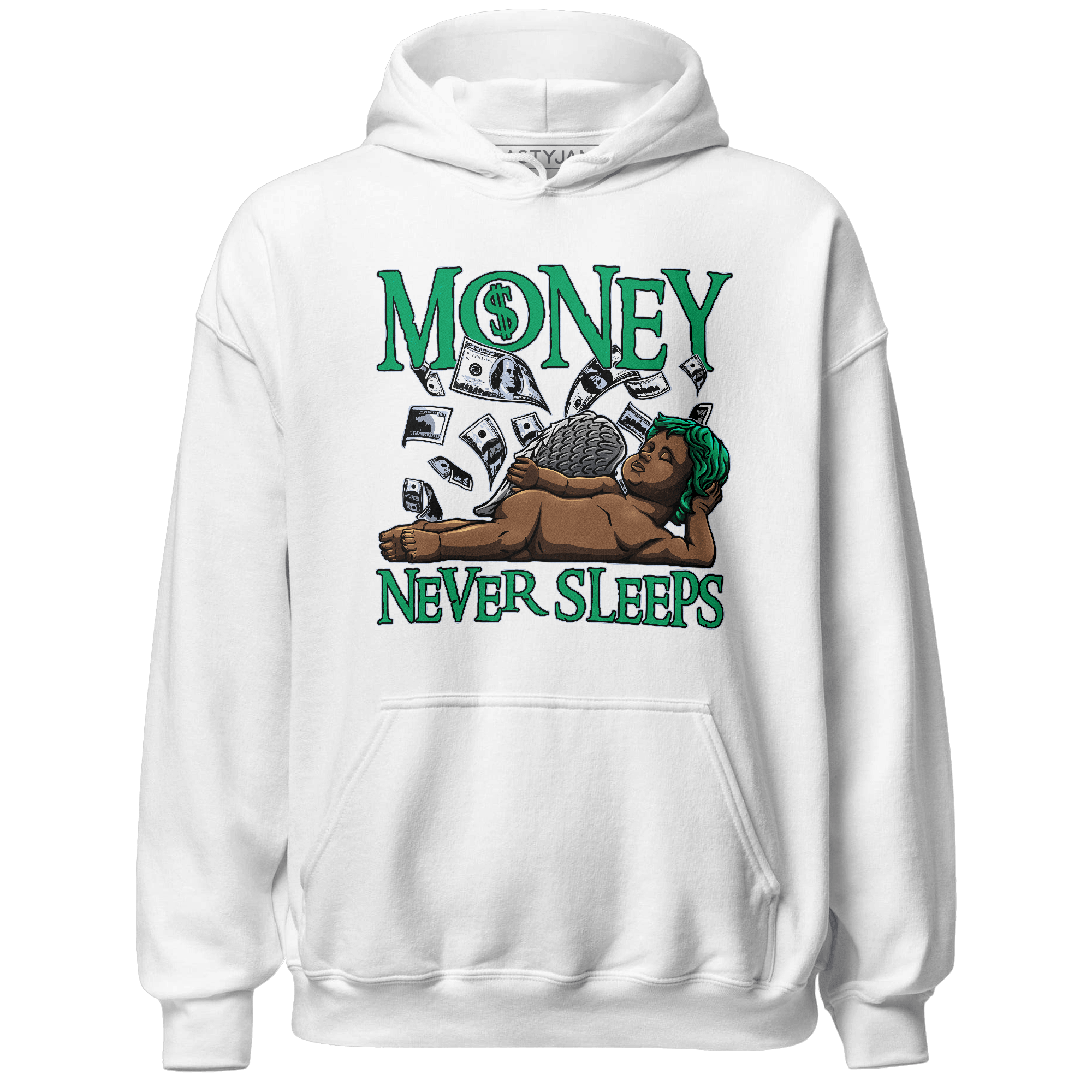 Lucky Green 5s Hoodie Match Money Never Sleeps - NastyJamz