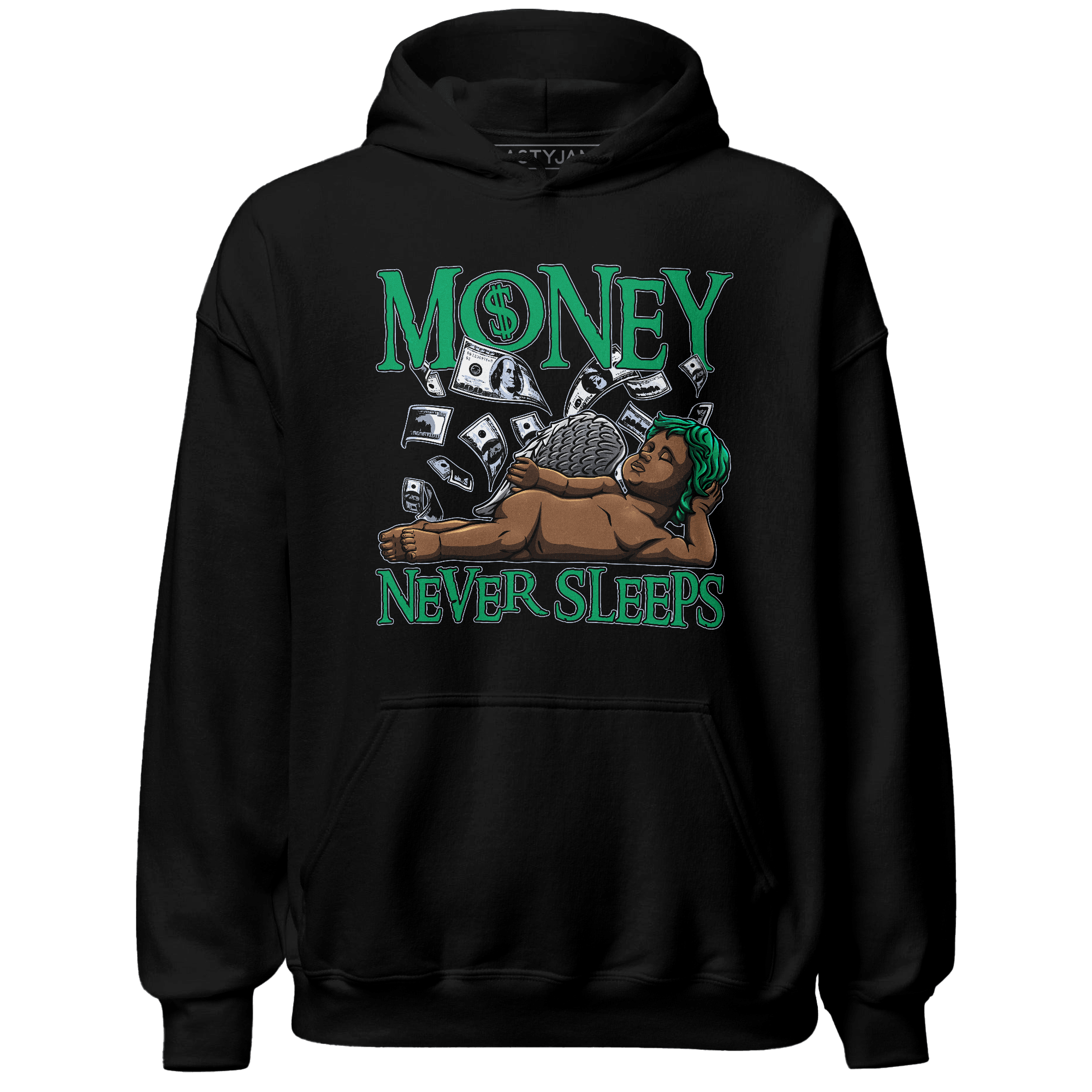 Lucky Green 5s Hoodie Match Money Never Sleeps - NastyJamz