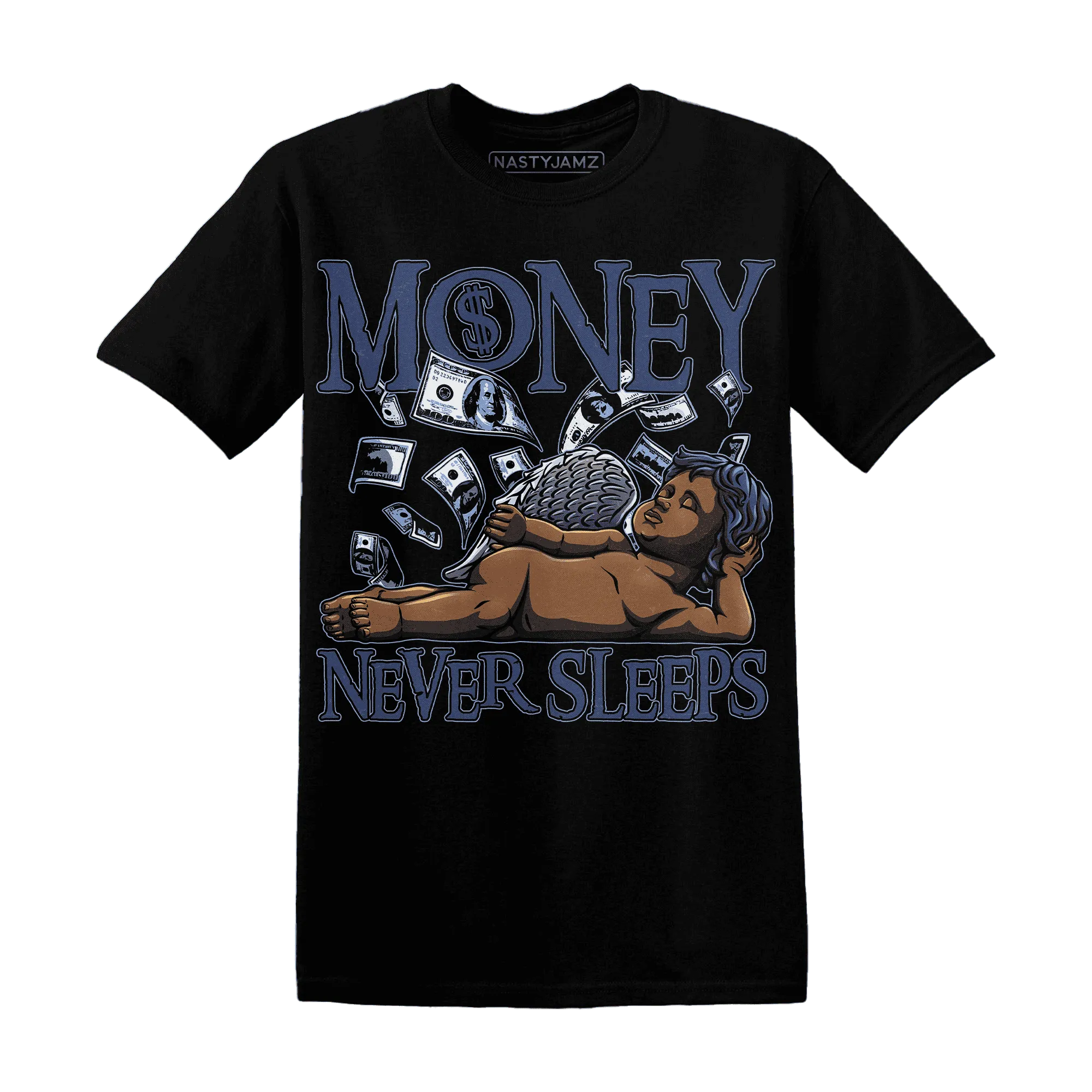 Midnight-Navy-5s-T-Shirt-Match-Money-Never-Sleeps