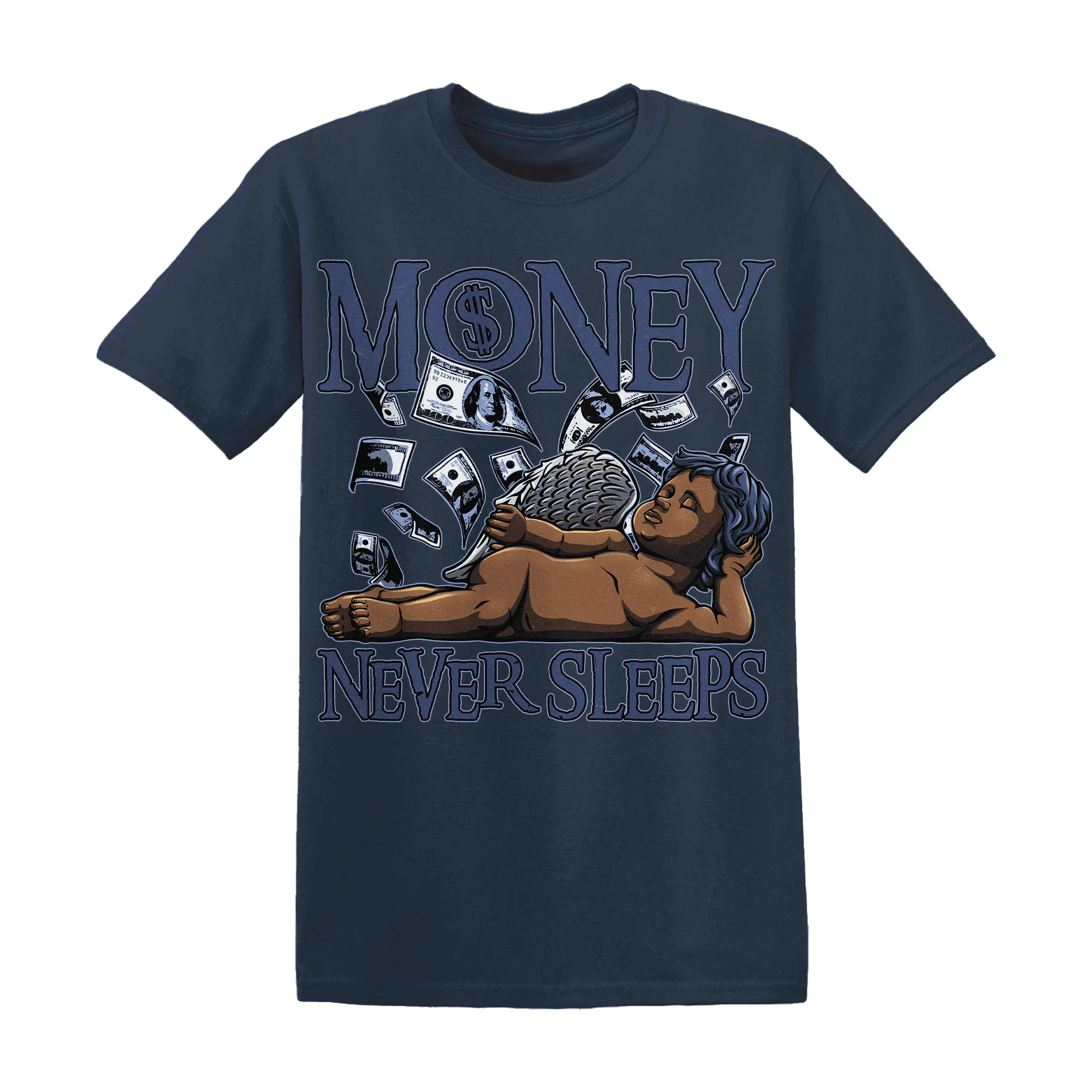 Midnight-Navy-5s-T-Shirt-Match-Money-Never-Sleeps