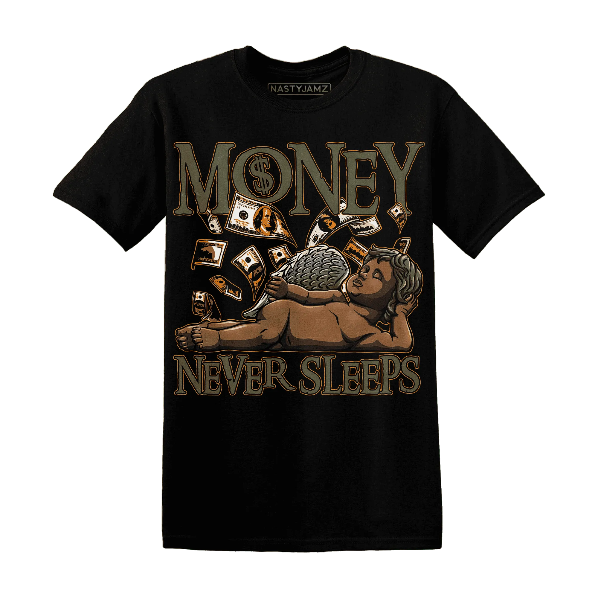 Olive-5s-T-Shirt-Match-Money-Never-Sleeps
