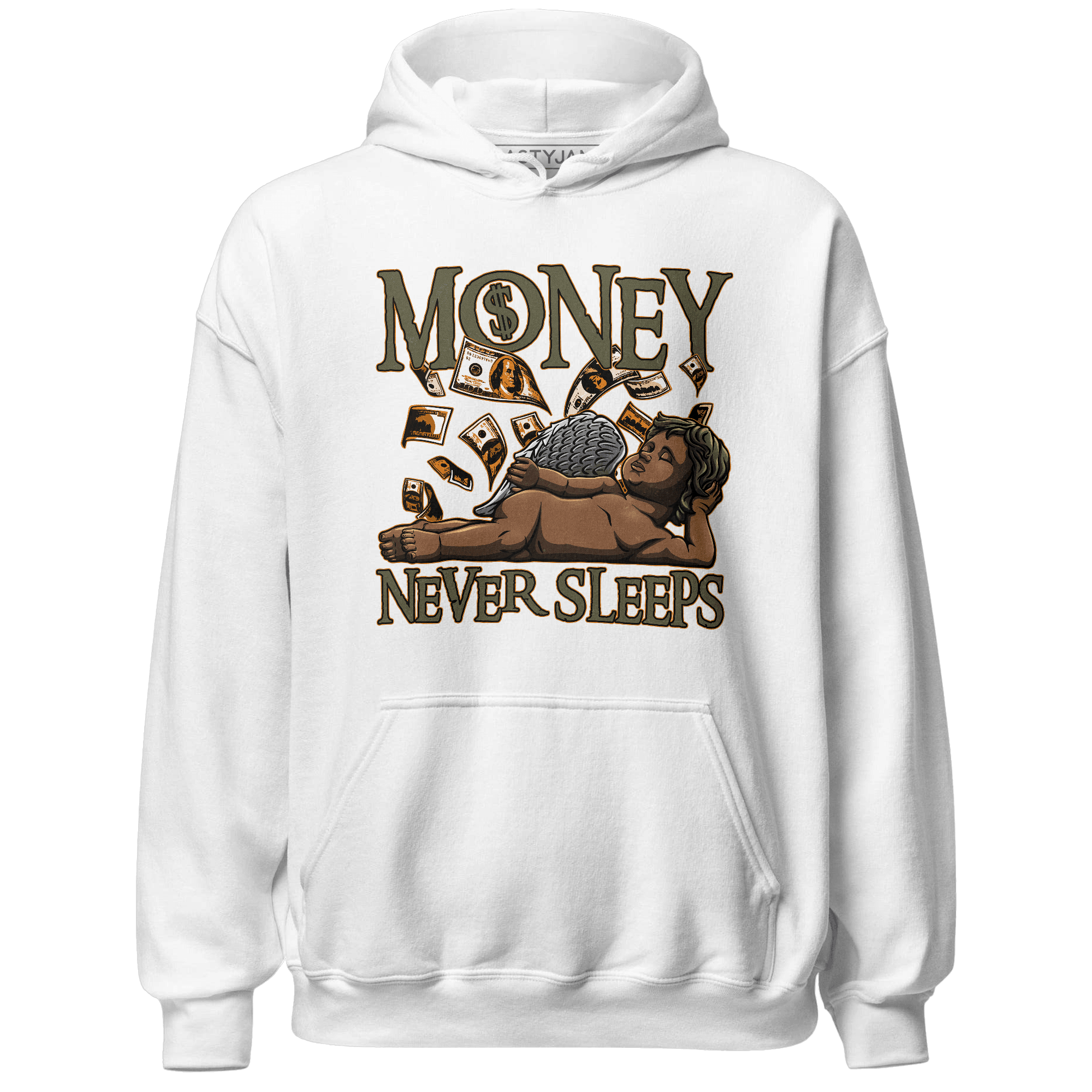 Olive 5s Hoodie Match Money Never Sleeps - NastyJamz