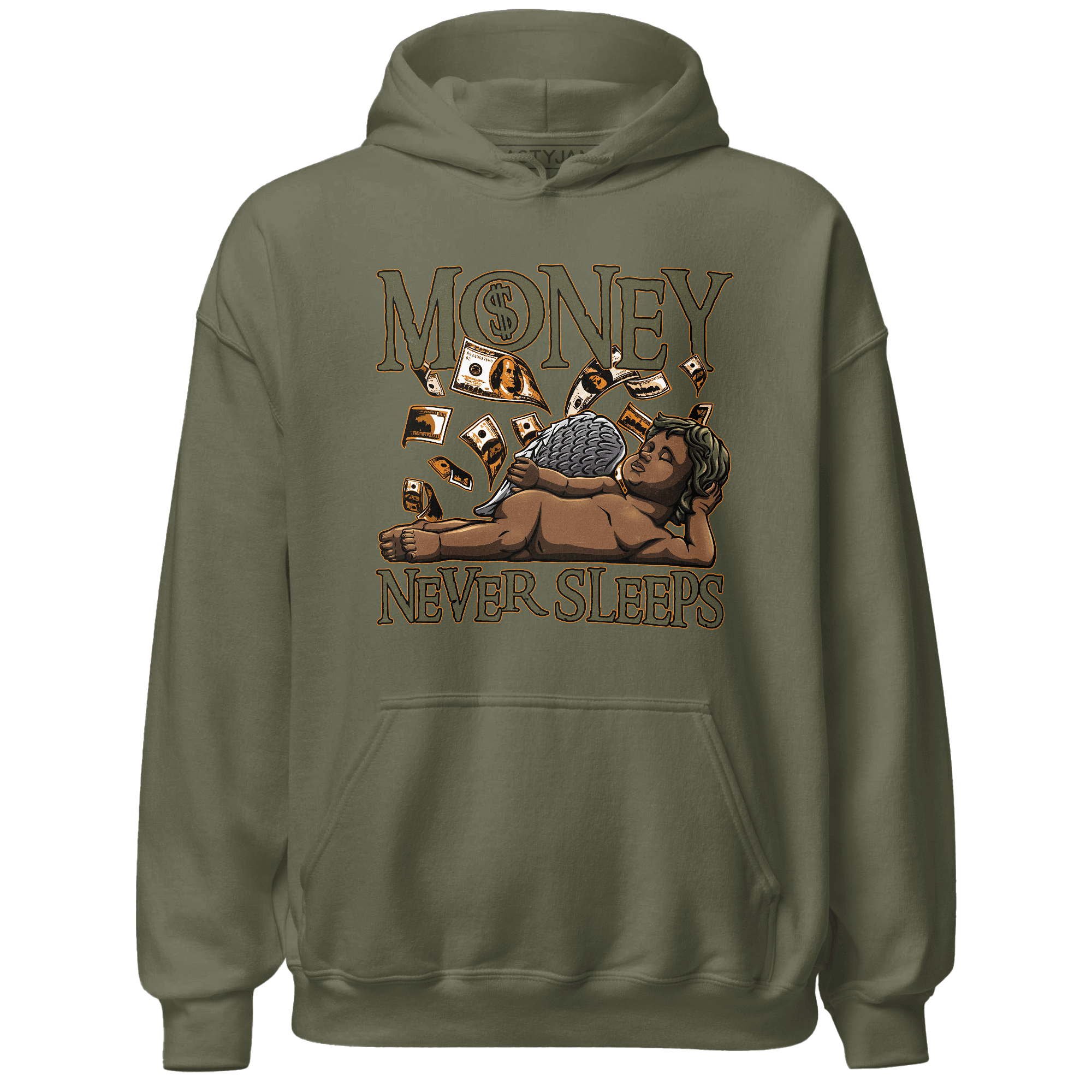 Olive 5s Hoodie Match Money Never Sleeps - NastyJamz