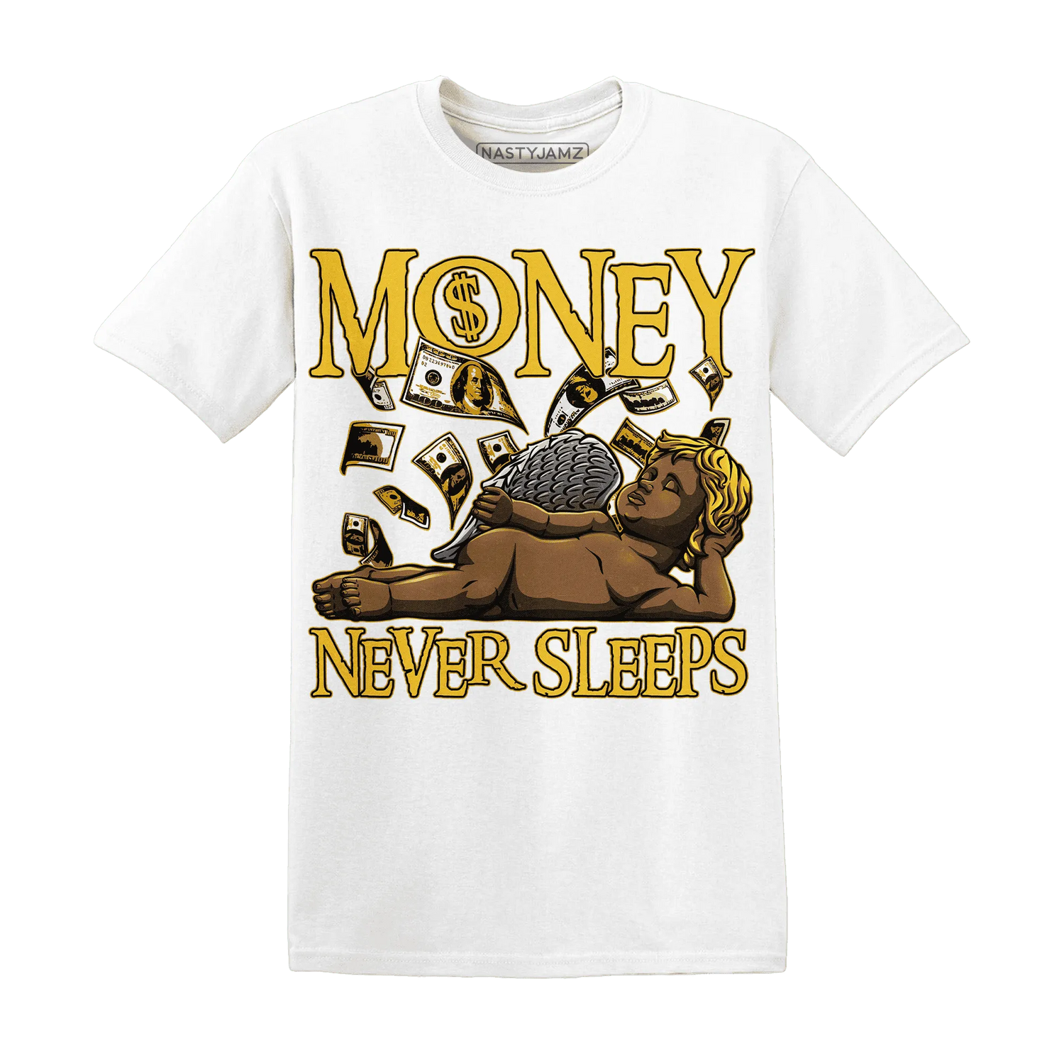 Yellow-Ochre-6s-T-Shirt-Match-Money-Never-Sleeps