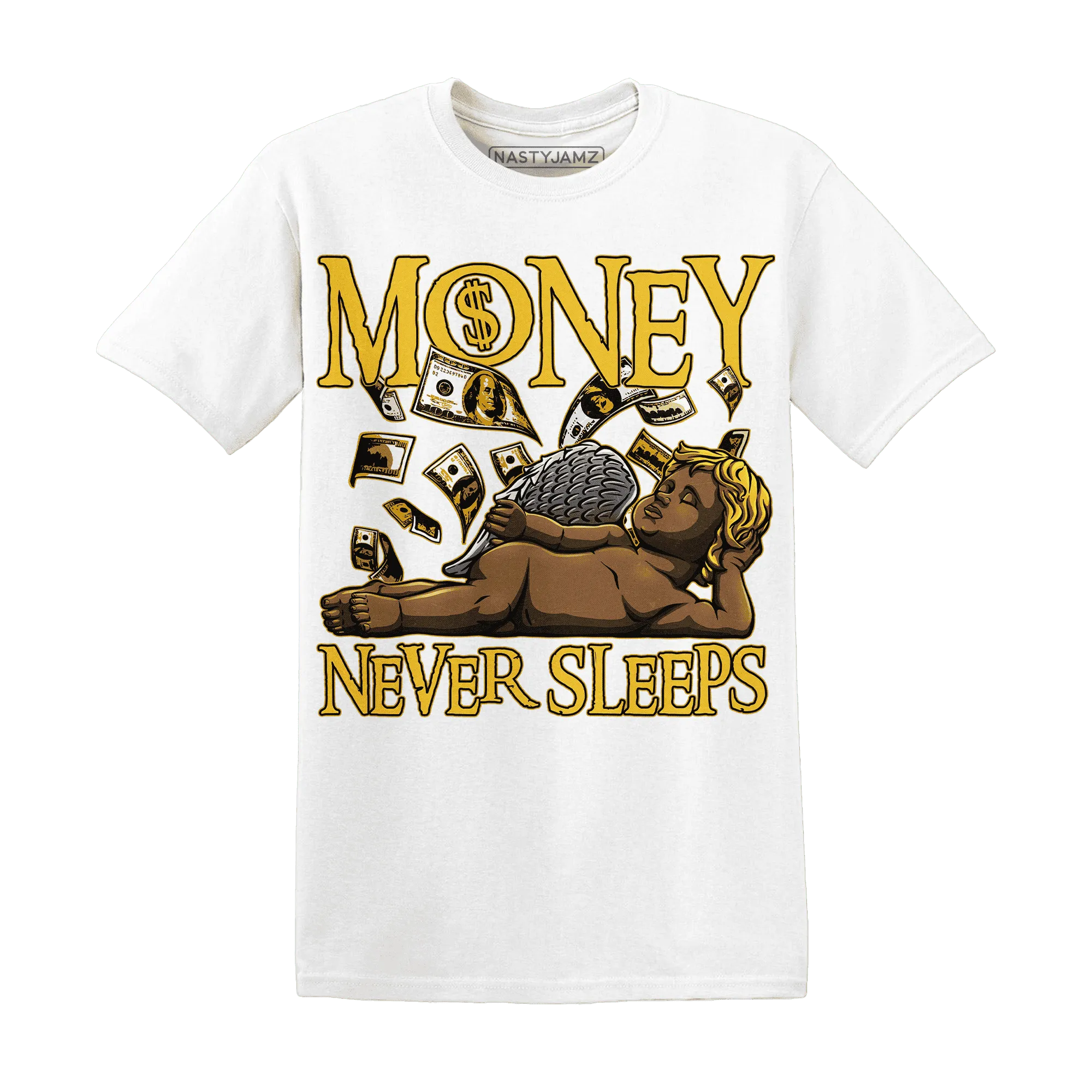 Yellow-Ochre-6s-T-Shirt-Match-Money-Never-Sleeps
