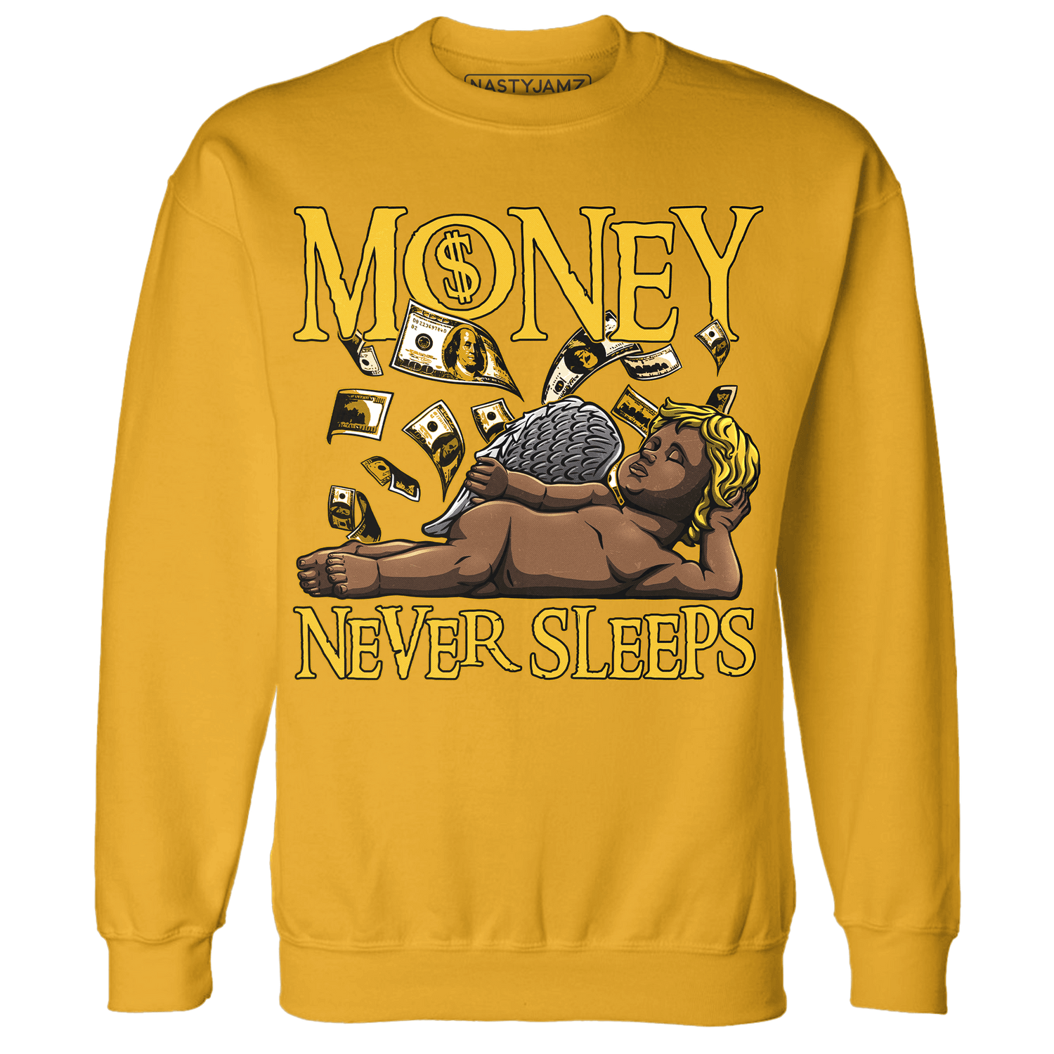 Yellow Ochre 6s Sweatshirt Match Money Never Sleeps - NastyJamz