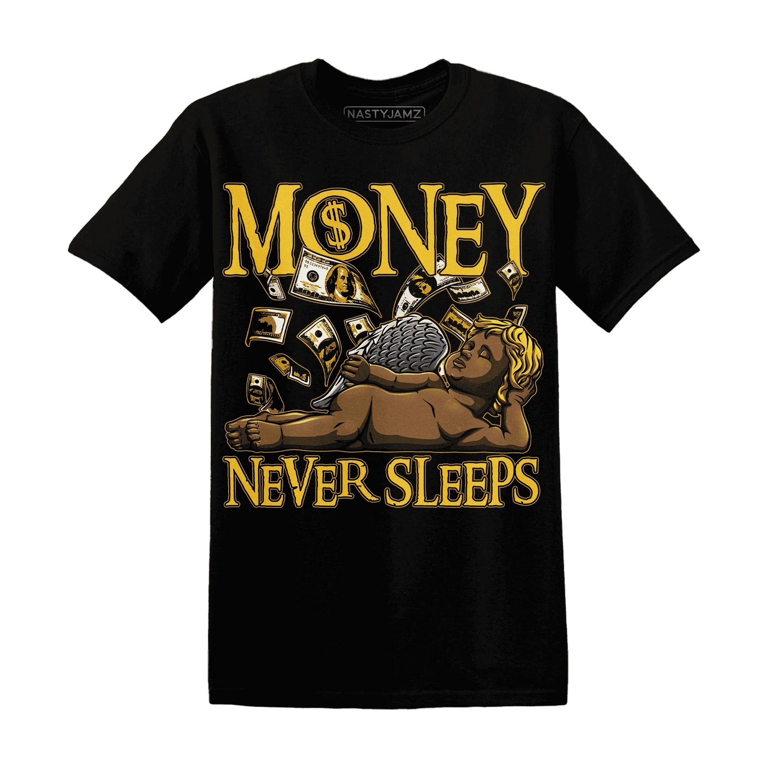 Yellow-Ochre-6s-T-Shirt-Match-Money-Never-Sleeps