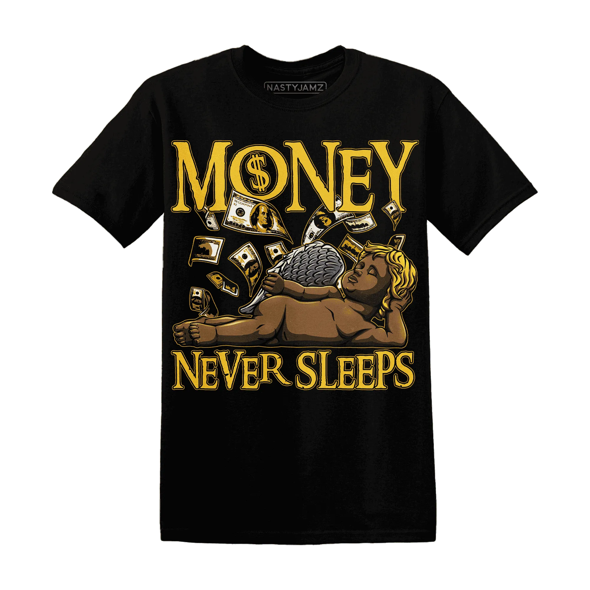 Yellow-Ochre-6s-T-Shirt-Match-Money-Never-Sleeps