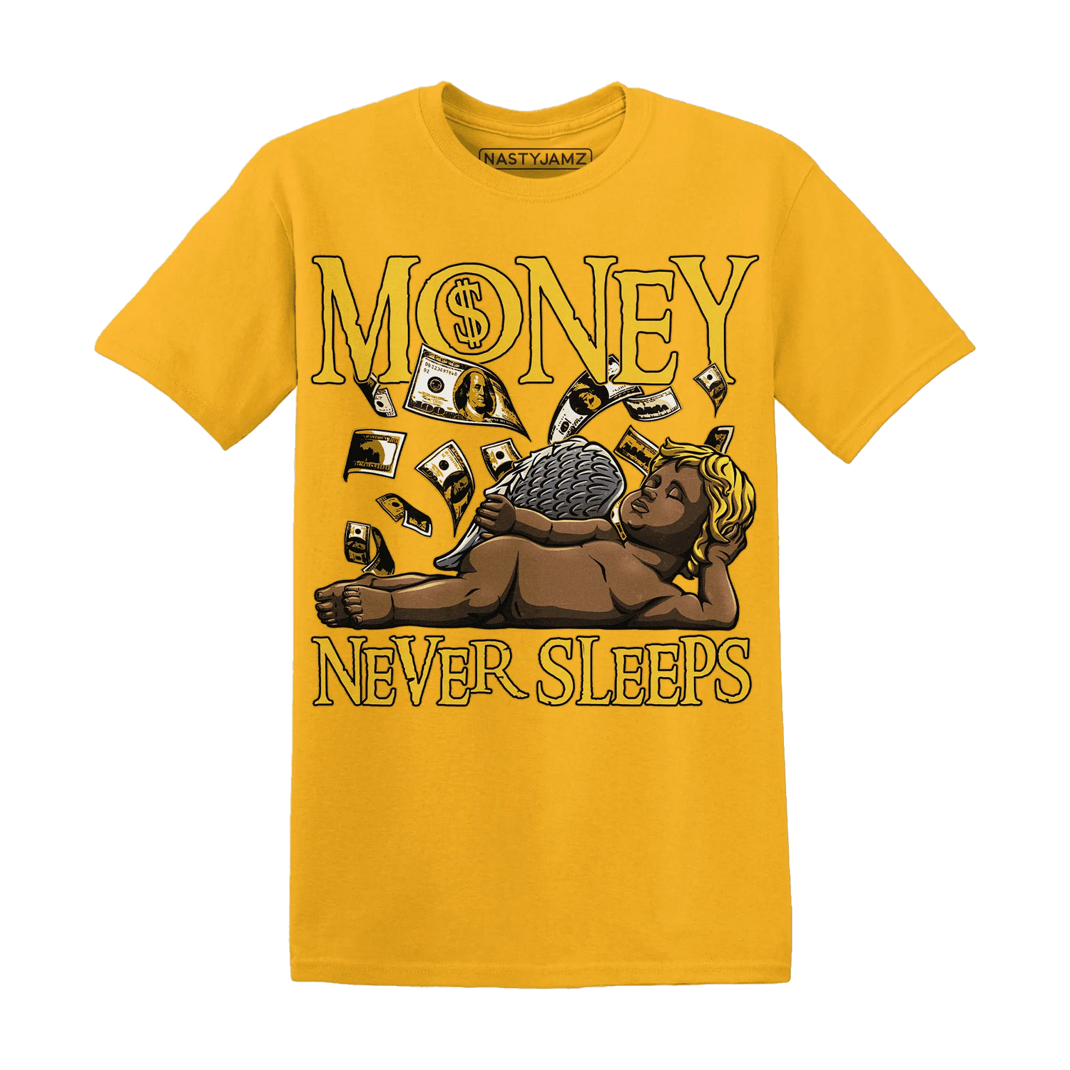 Yellow-Ochre-6s-T-Shirt-Match-Money-Never-Sleeps