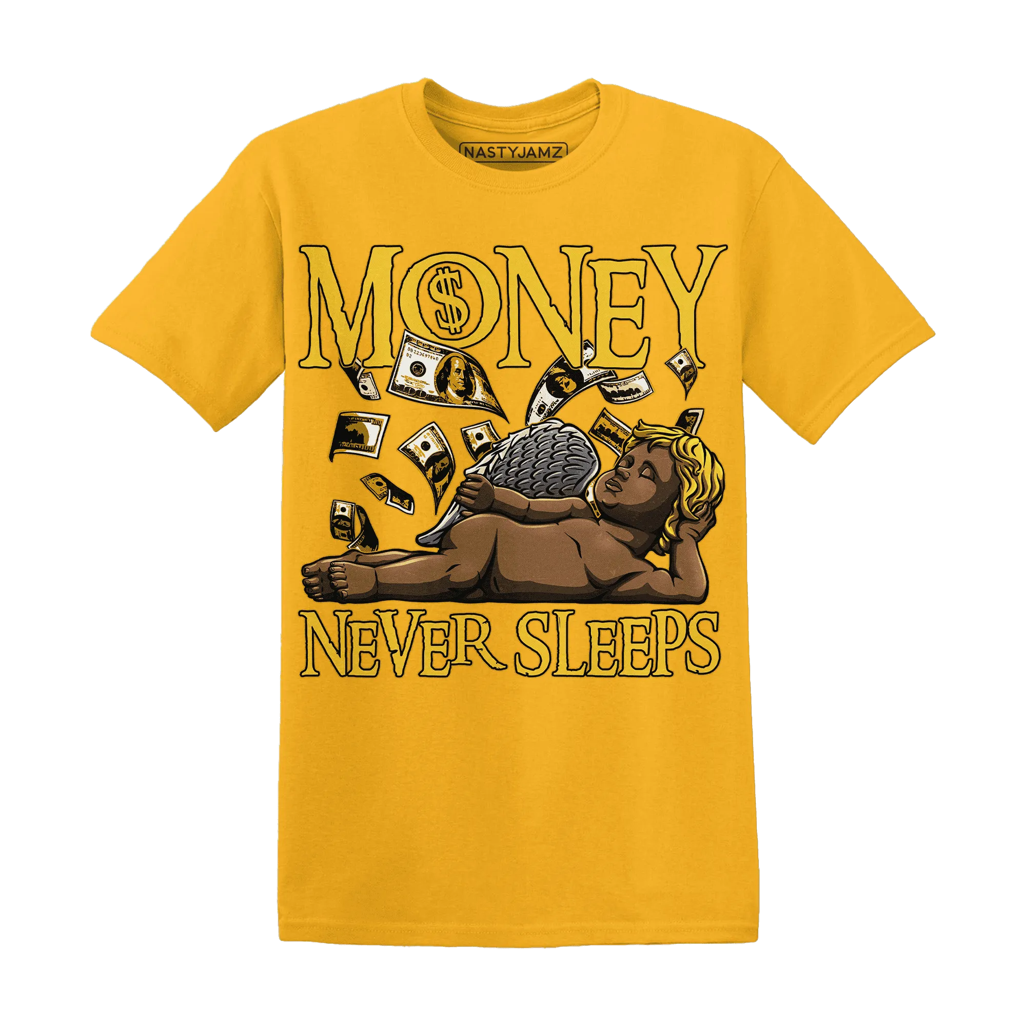 Yellow-Ochre-6s-T-Shirt-Match-Money-Never-Sleeps