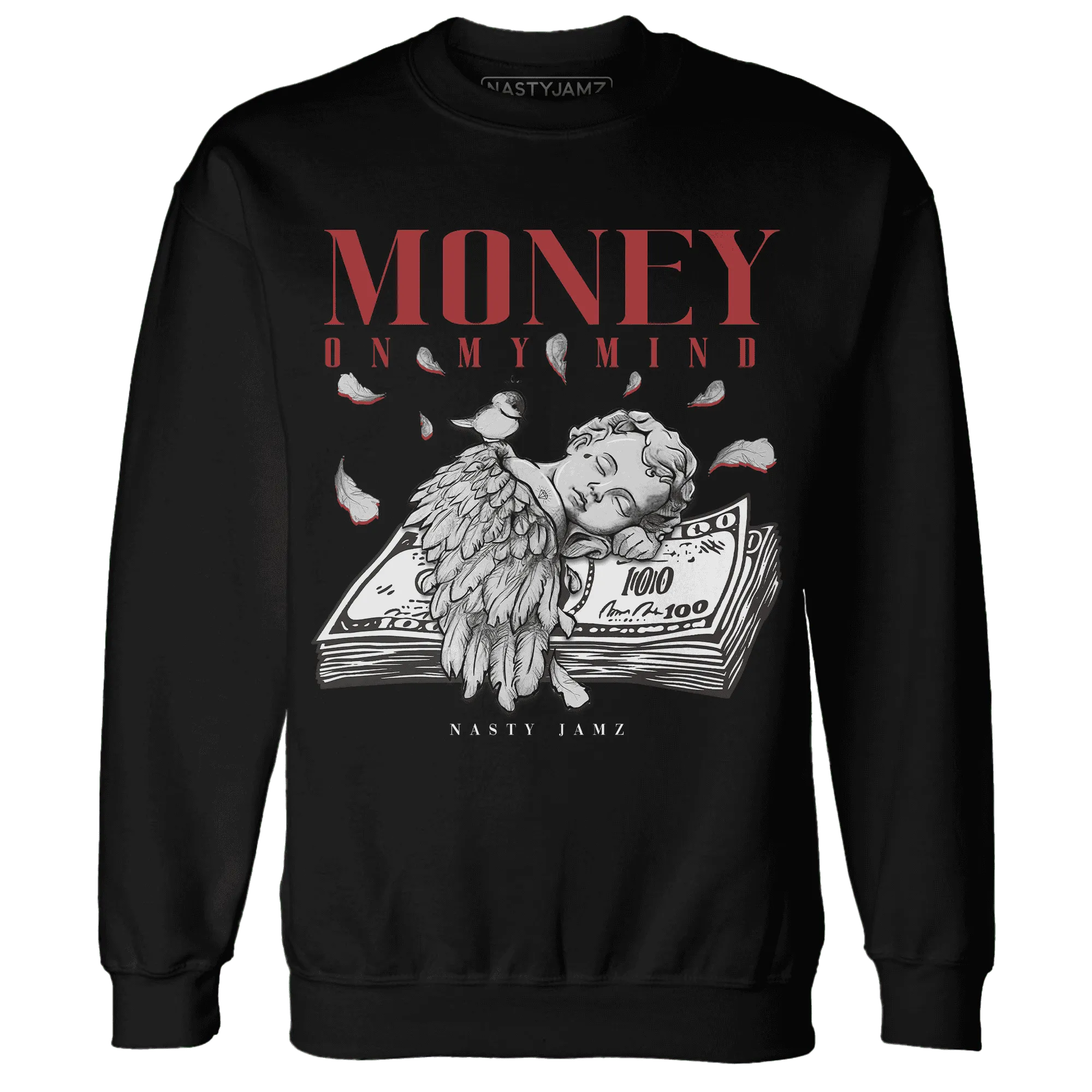Black-Toe-Reimagined-Red-White-1s-Sweatshirt-Match-Money-On-My-Mind-Angel