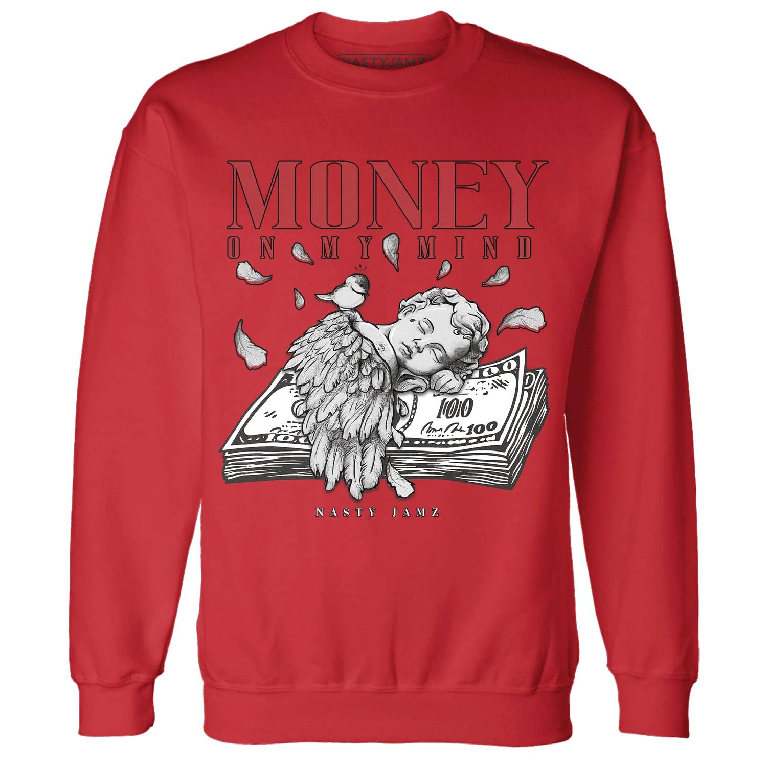 Black-Toe-Reimagined-Red-White-1s-Sweatshirt-Match-Money-On-My-Mind-Angel