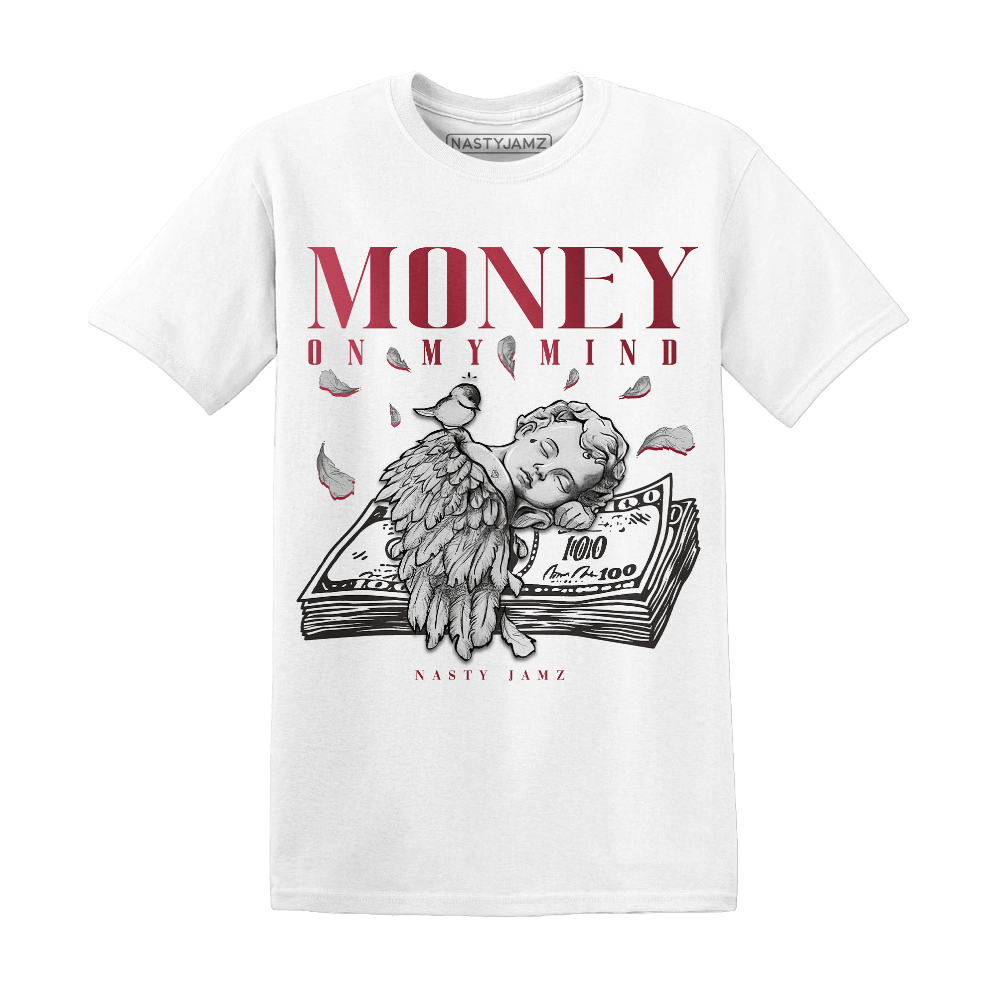 High 85 Metallic Burgundy 1s T Shirt Match Money On My Mind Angel - NastyJamz