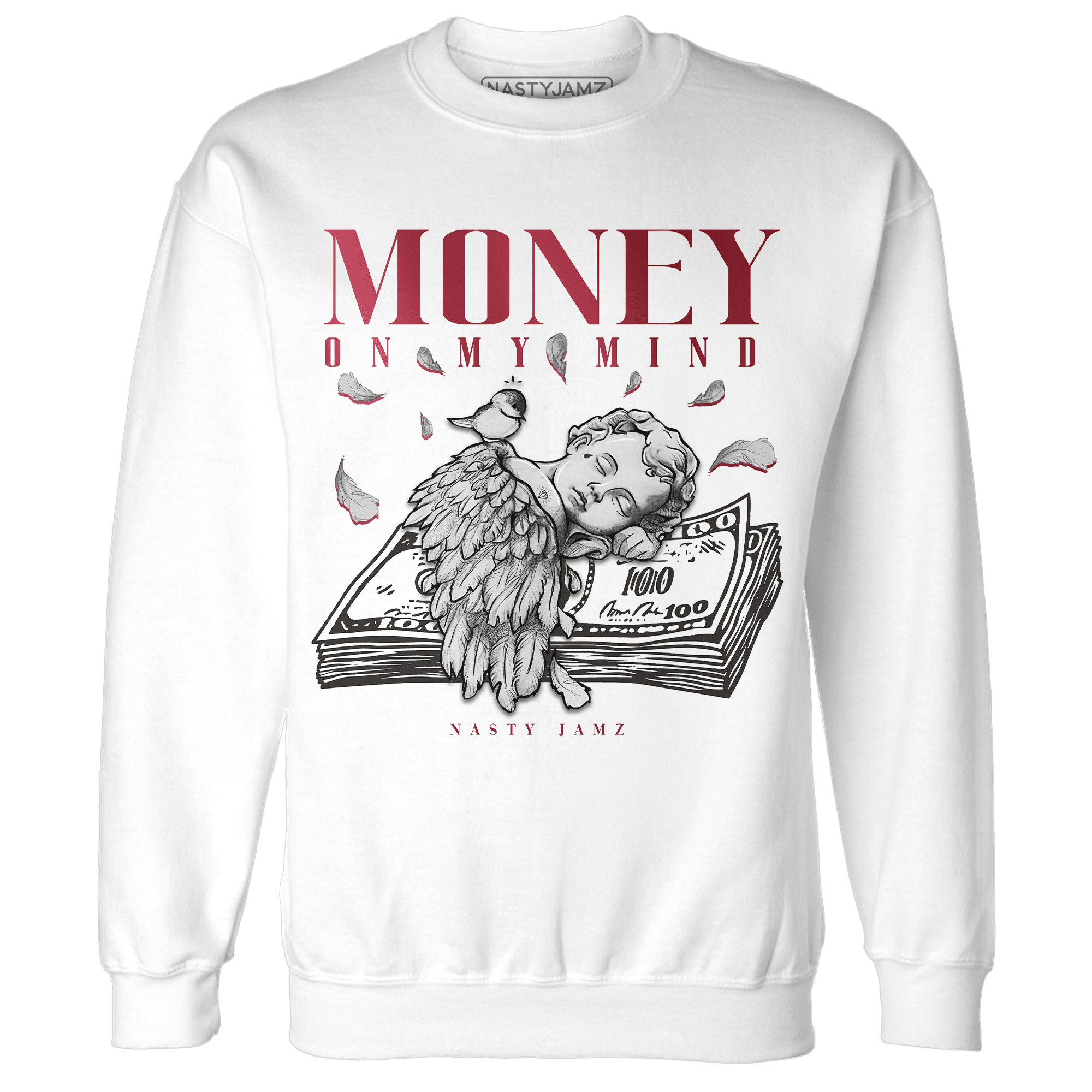 High 85 Metallic Burgundy 1s Sweatshirt Match Money On My Mind Angel - NastyJamz